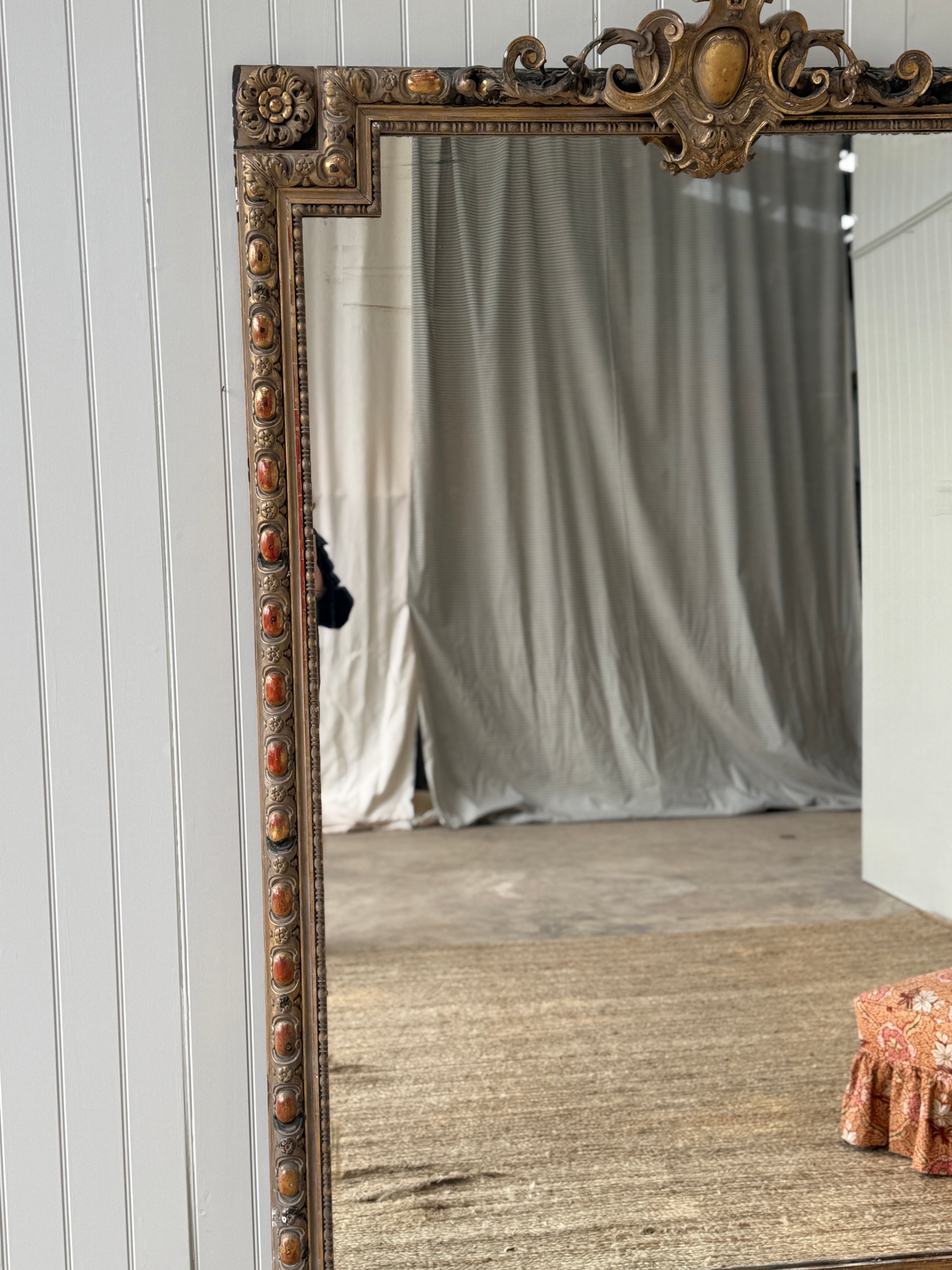 Huge French Gilt Mirror - Faded Grande Dame