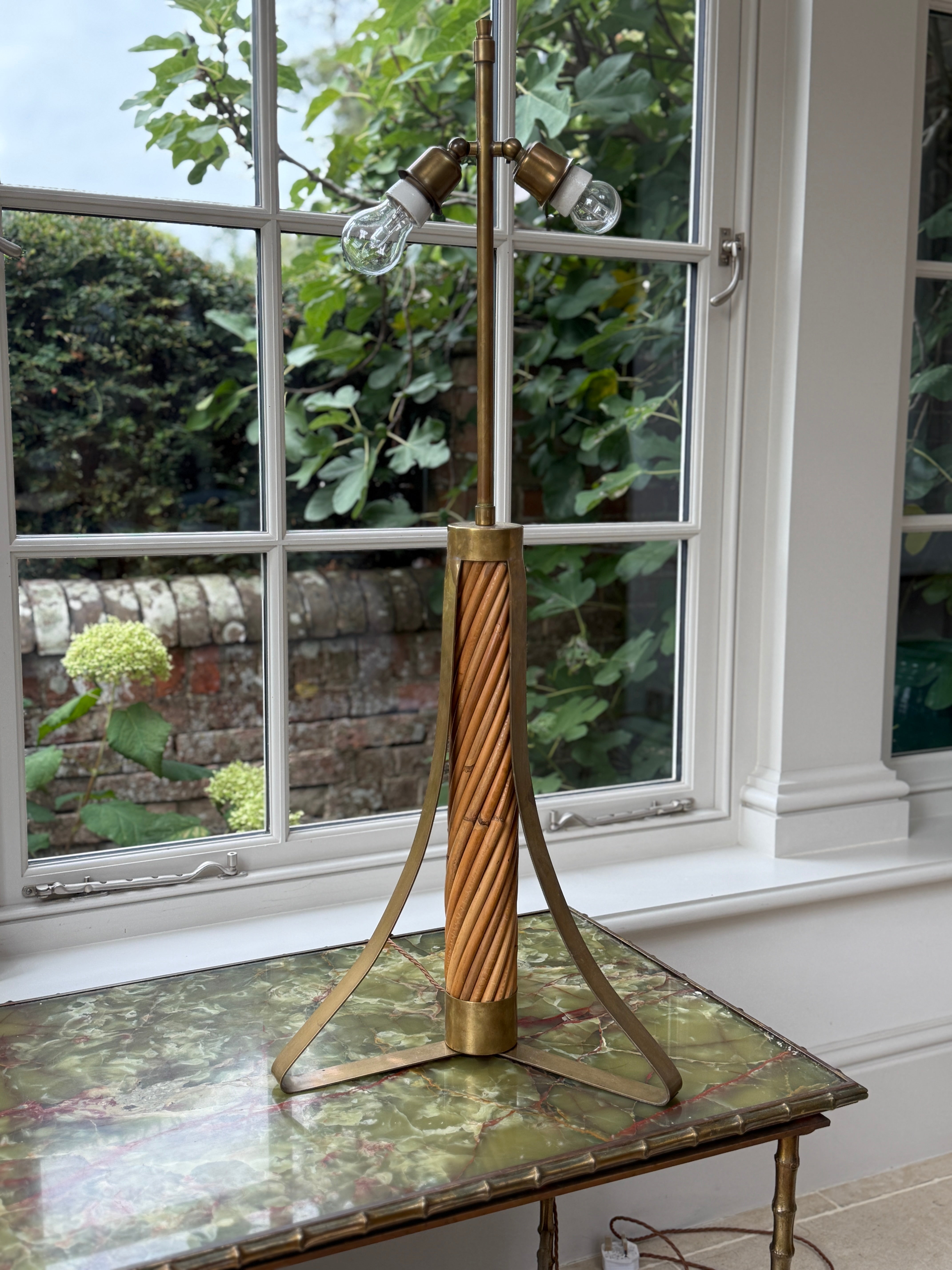 Italian Bamboo and Brass Table Lamp by Ferdinand Loffredo - 1950s