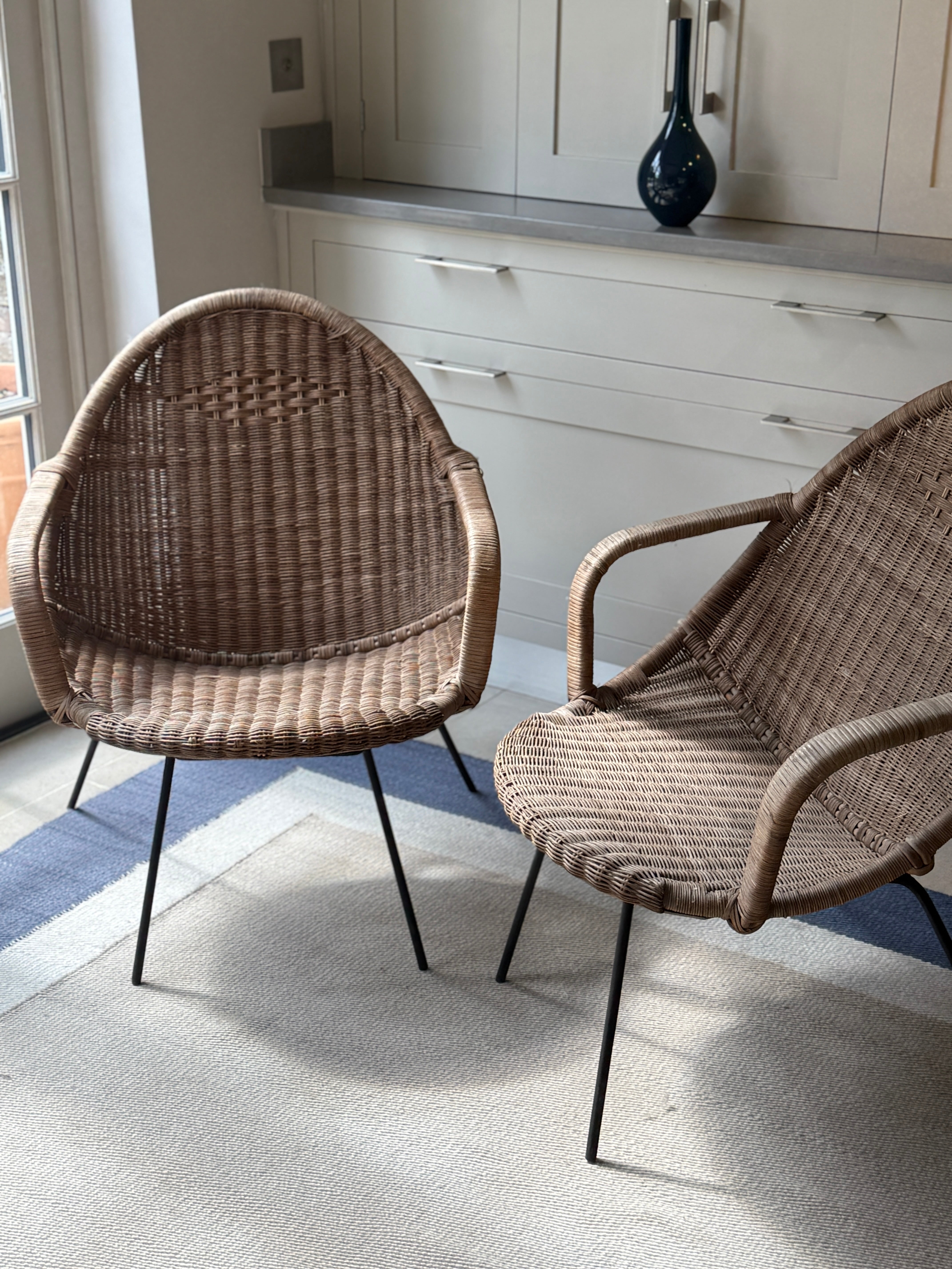 Pair of Italian Rattan Chairs Circa 1960-70