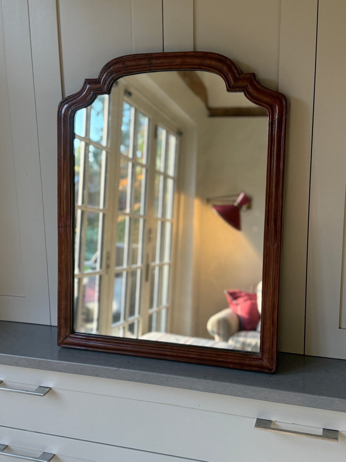 Early 18th-Century Style Arched Mahogany Mirror
