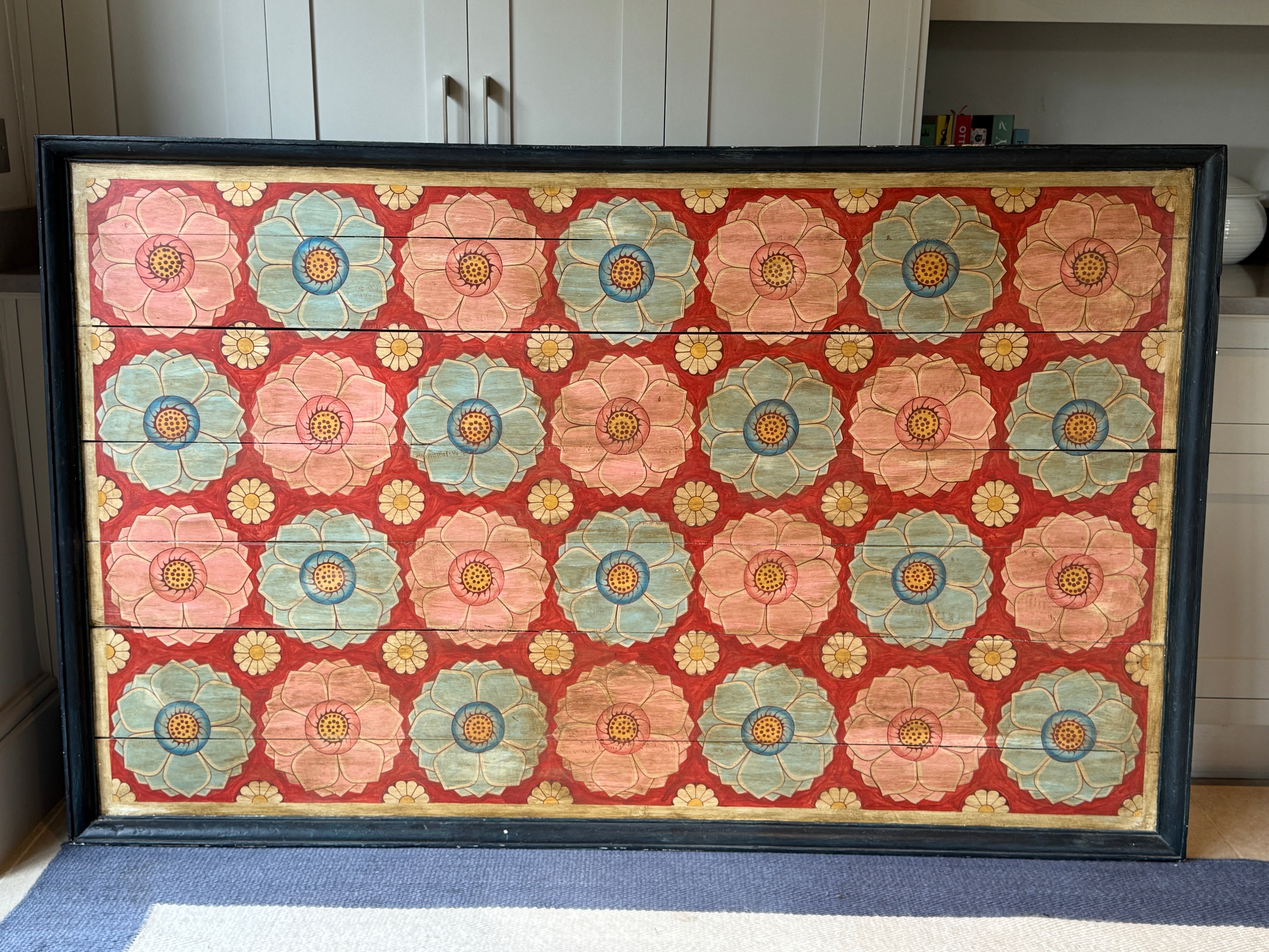 Large Framed Antique Kandayan Wood Panel