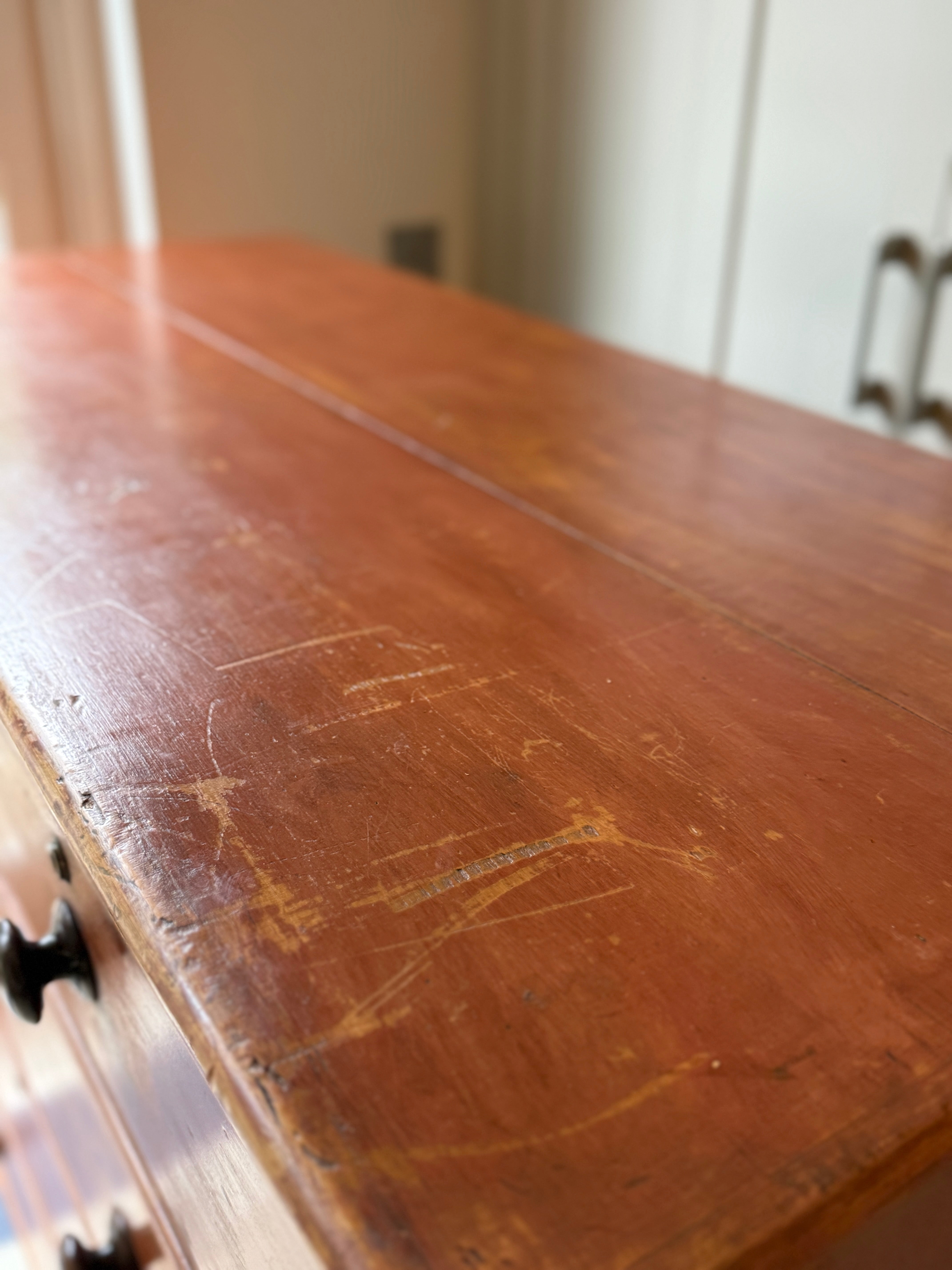 Large Red Pine Scumble Glazed Chest of Drawers