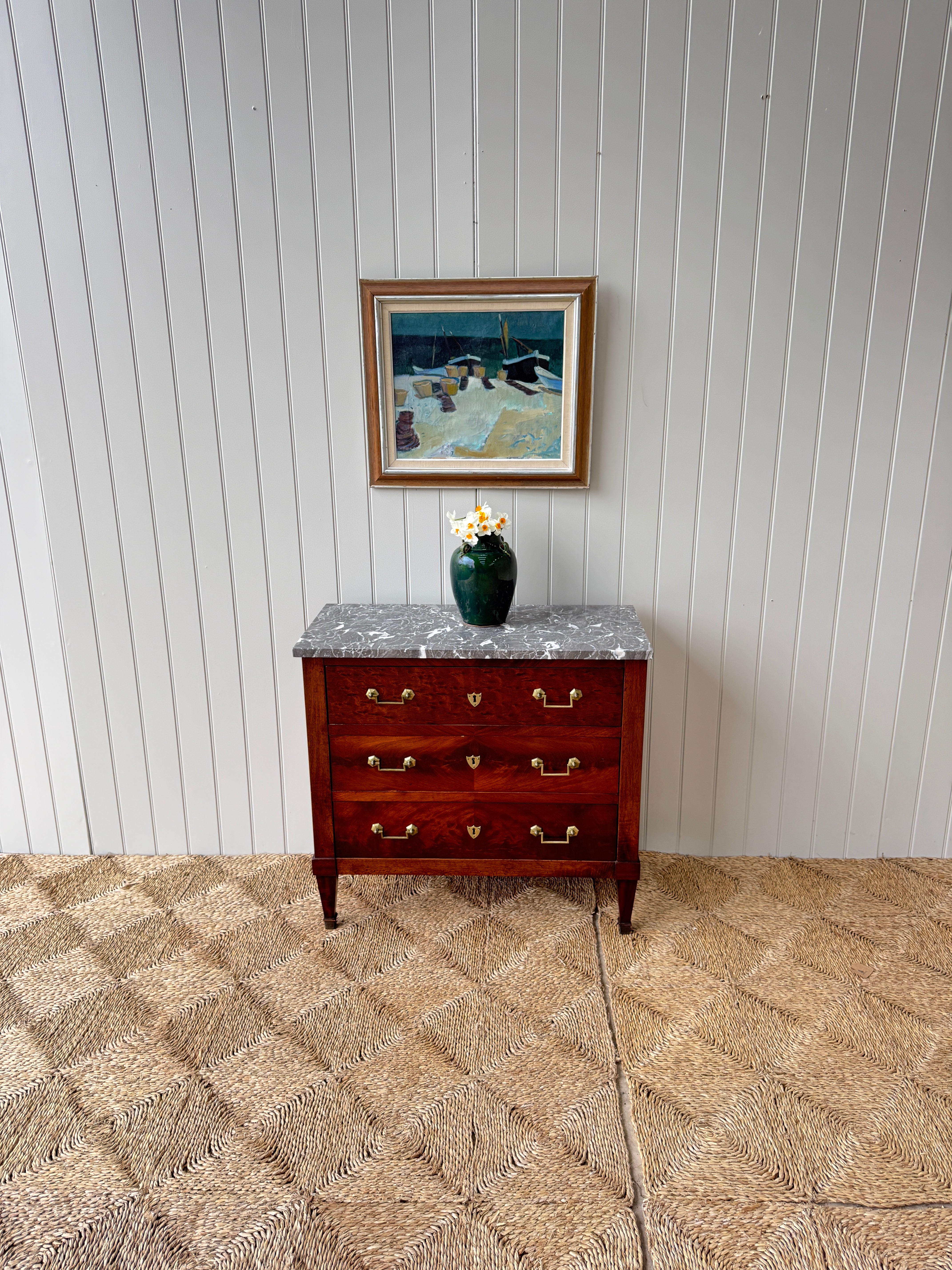 Small Empire Commode with Dappled Grey Marble Top