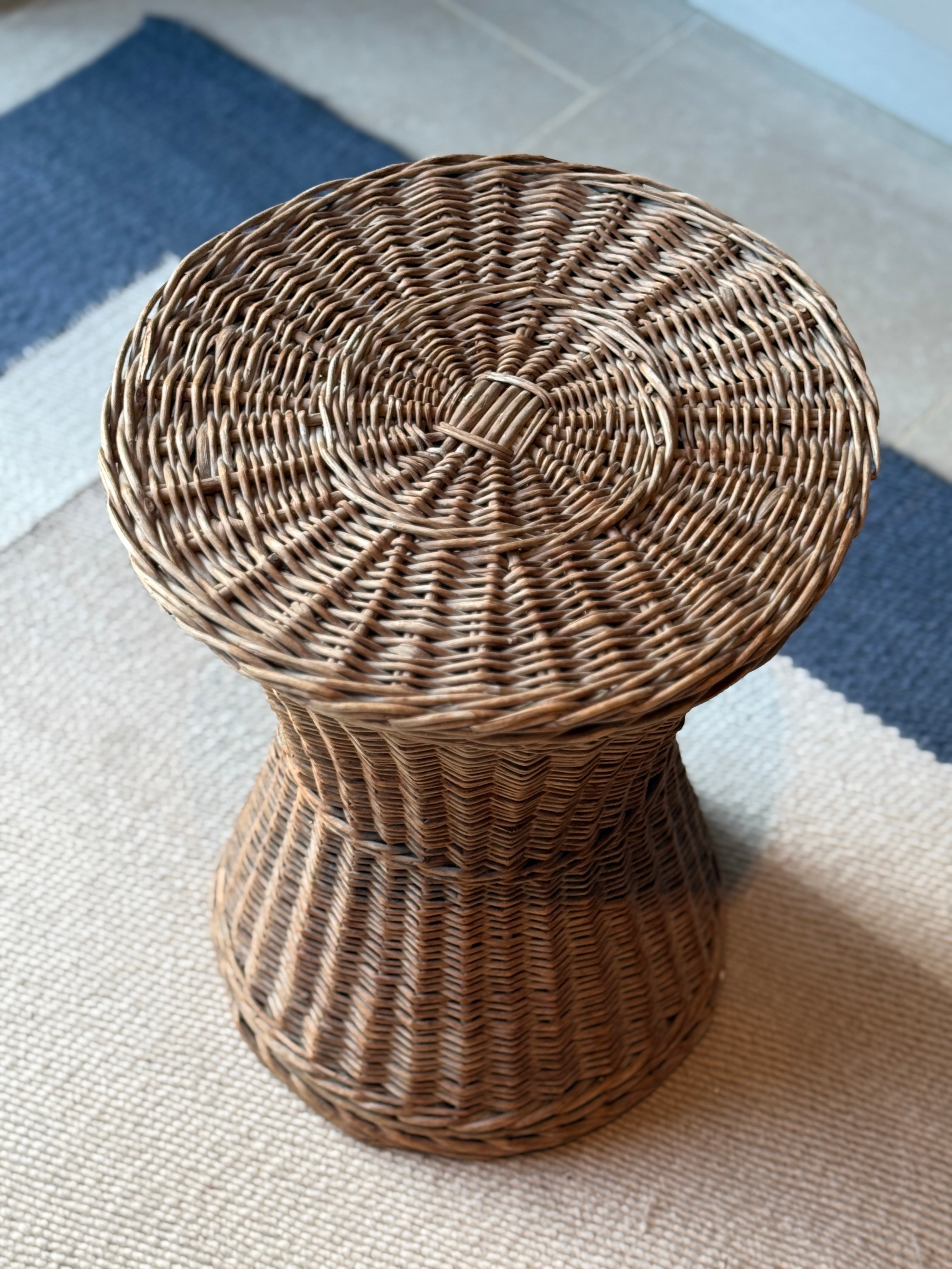 Vintage Hourglass Lidded Basket