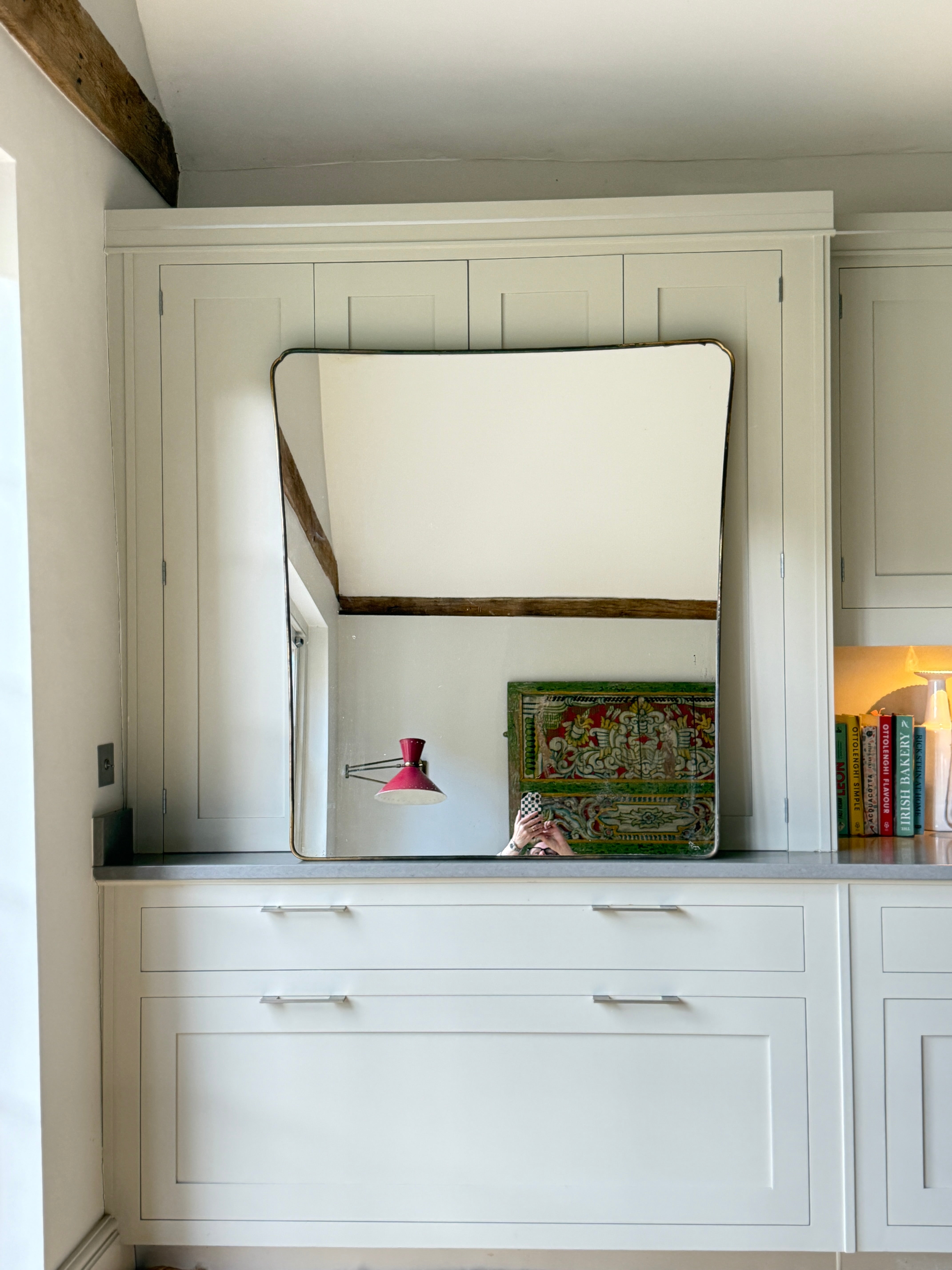 Very Large Italian Brass Shield Mirror (110 x 99.5cm)