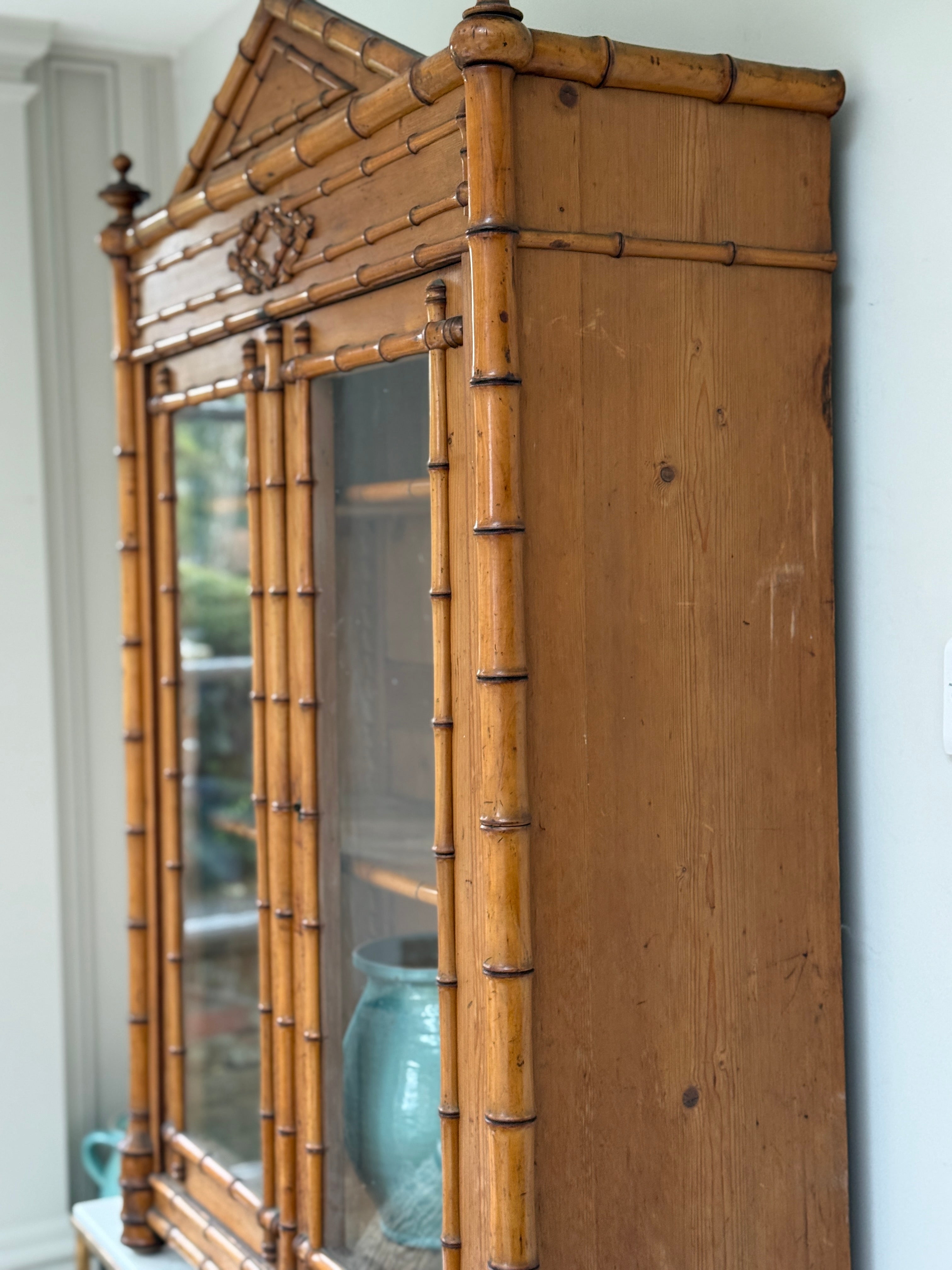 French Faux Bamboo Glazed Cabinet