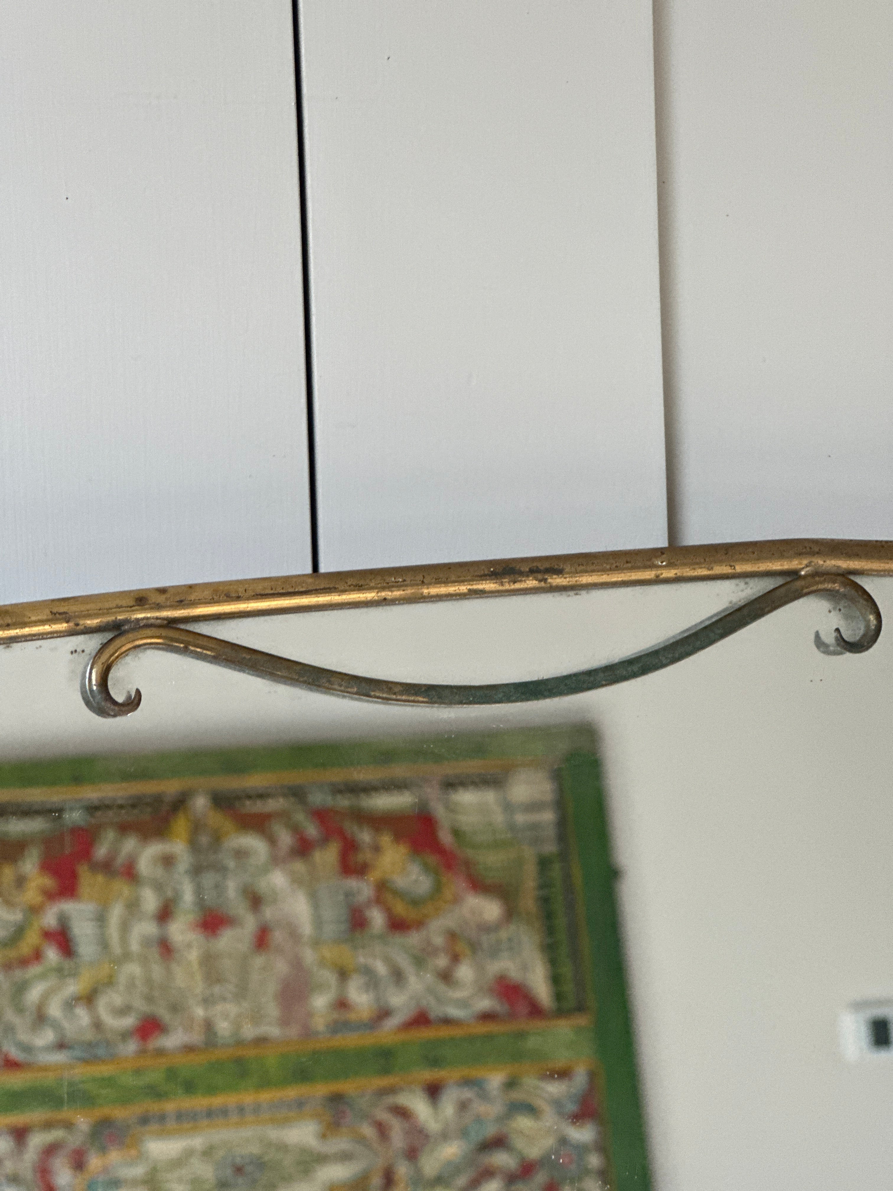 1950s Italian Shield Mirror with Crest Attributed to Fontana Arte