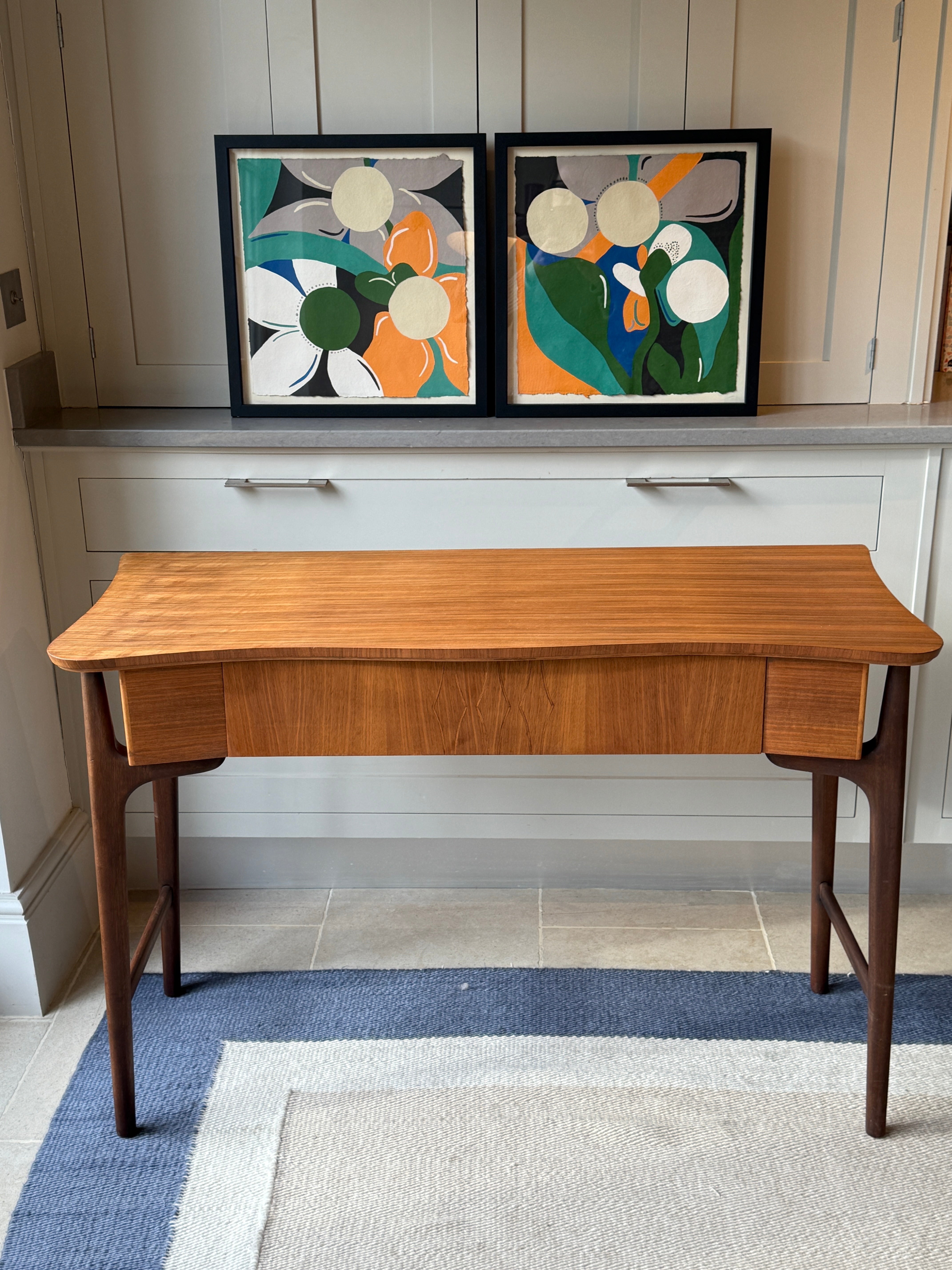 Midcentury Satinwood & Walnut desk by Everest