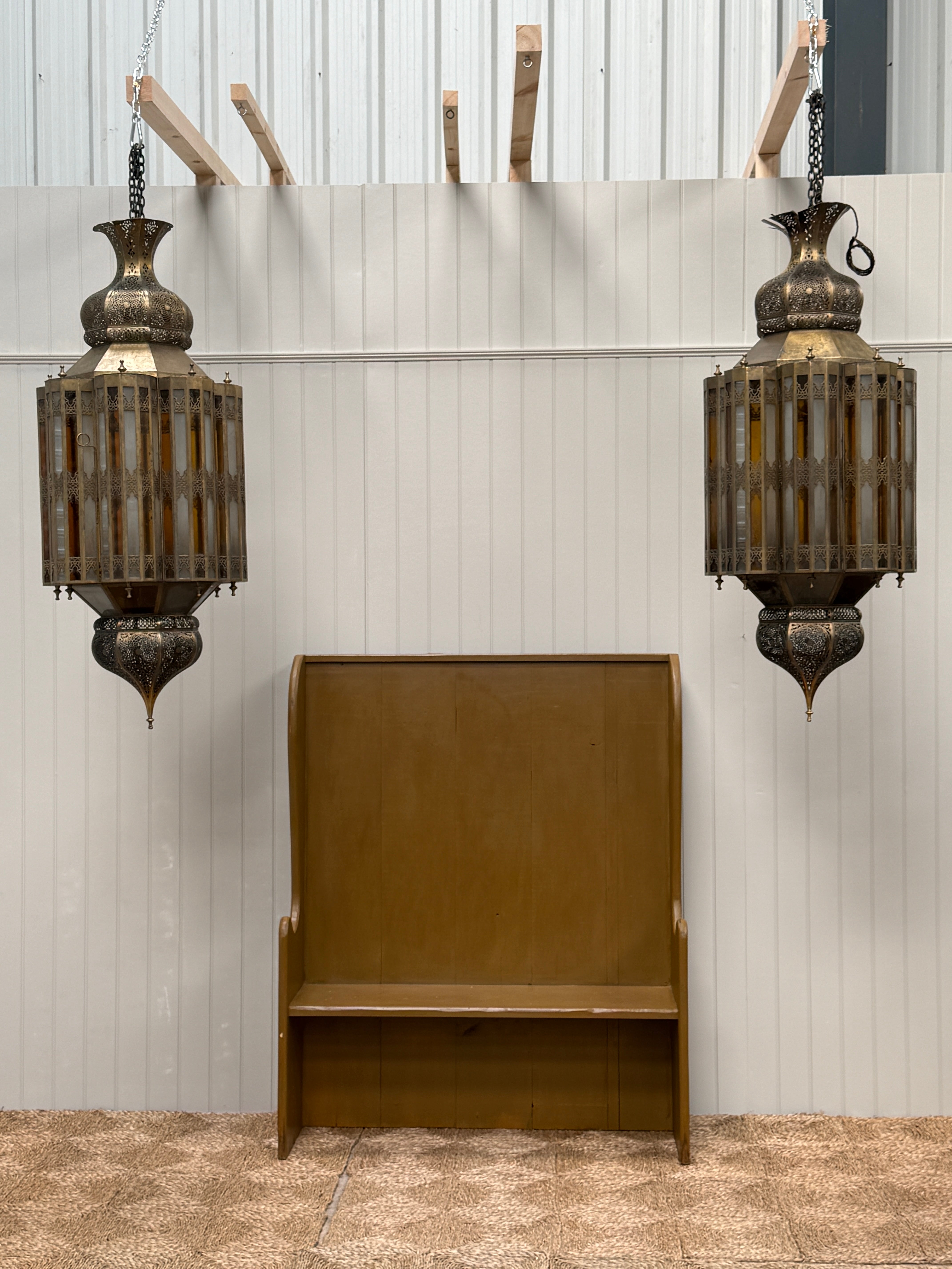 Majestic Pair of Moroccan Brass Lanterns