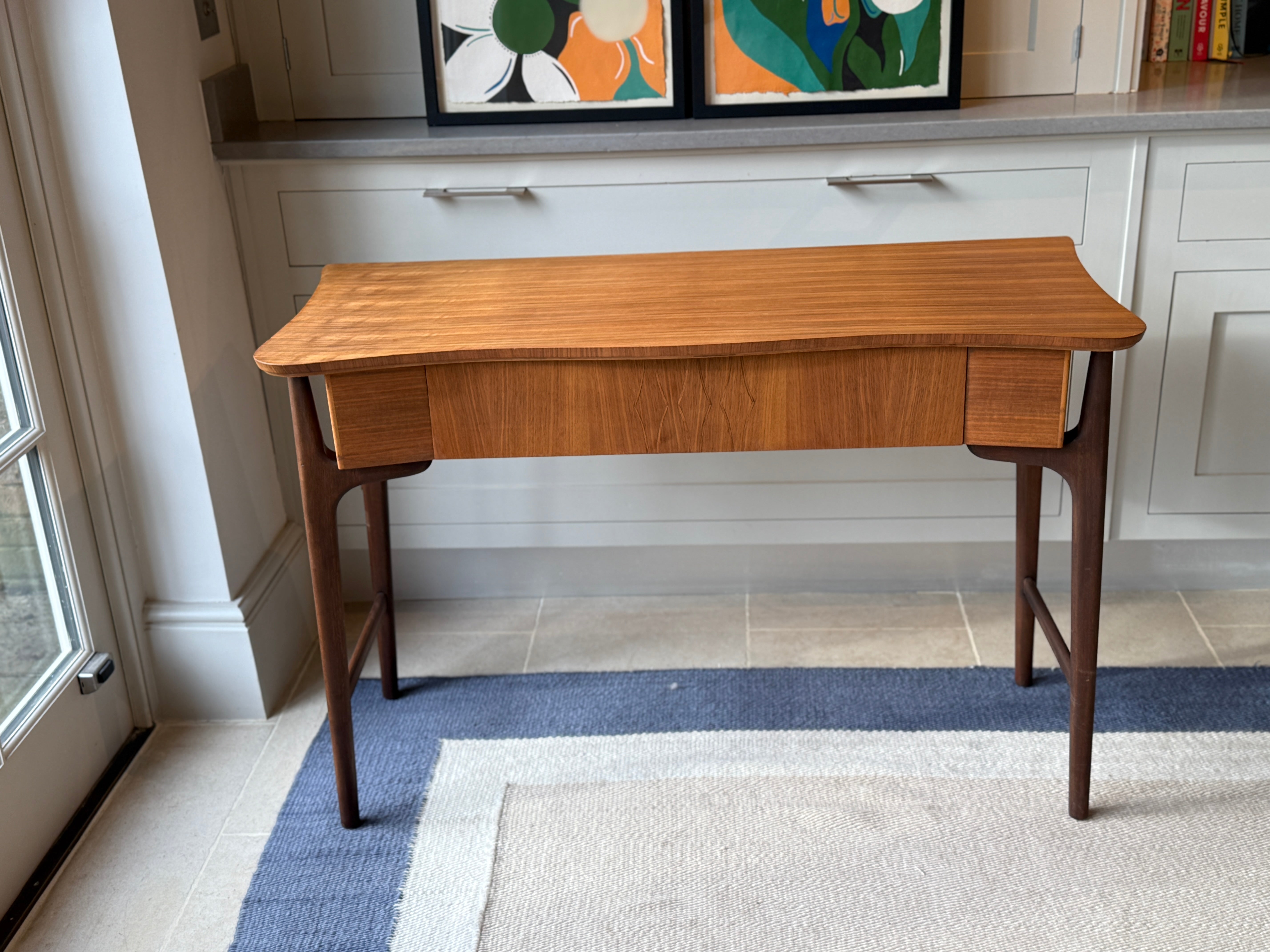 Midcentury Satinwood & Walnut desk by Everest