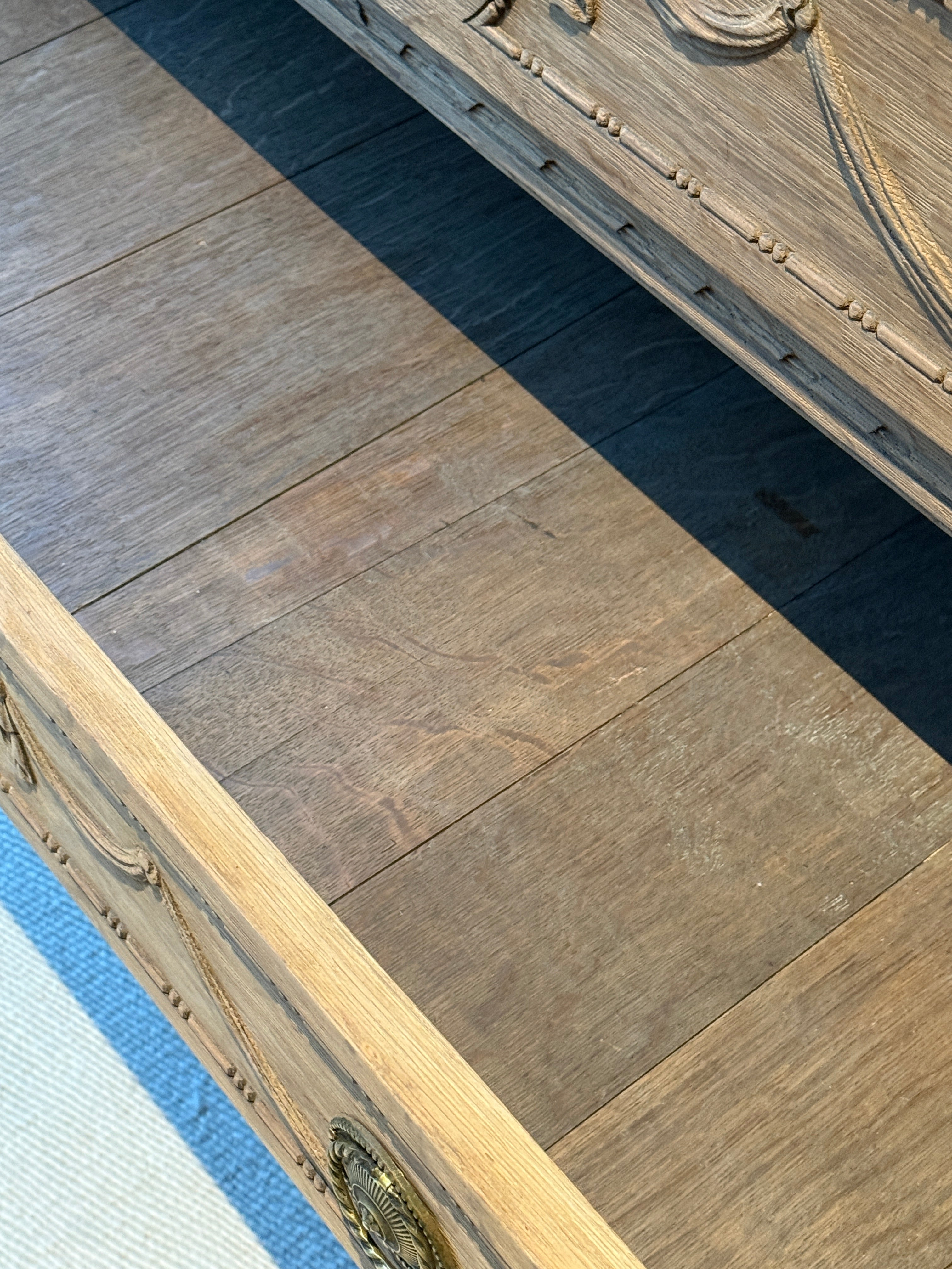 Bleached Oak Commode with Carved wood detail throughout