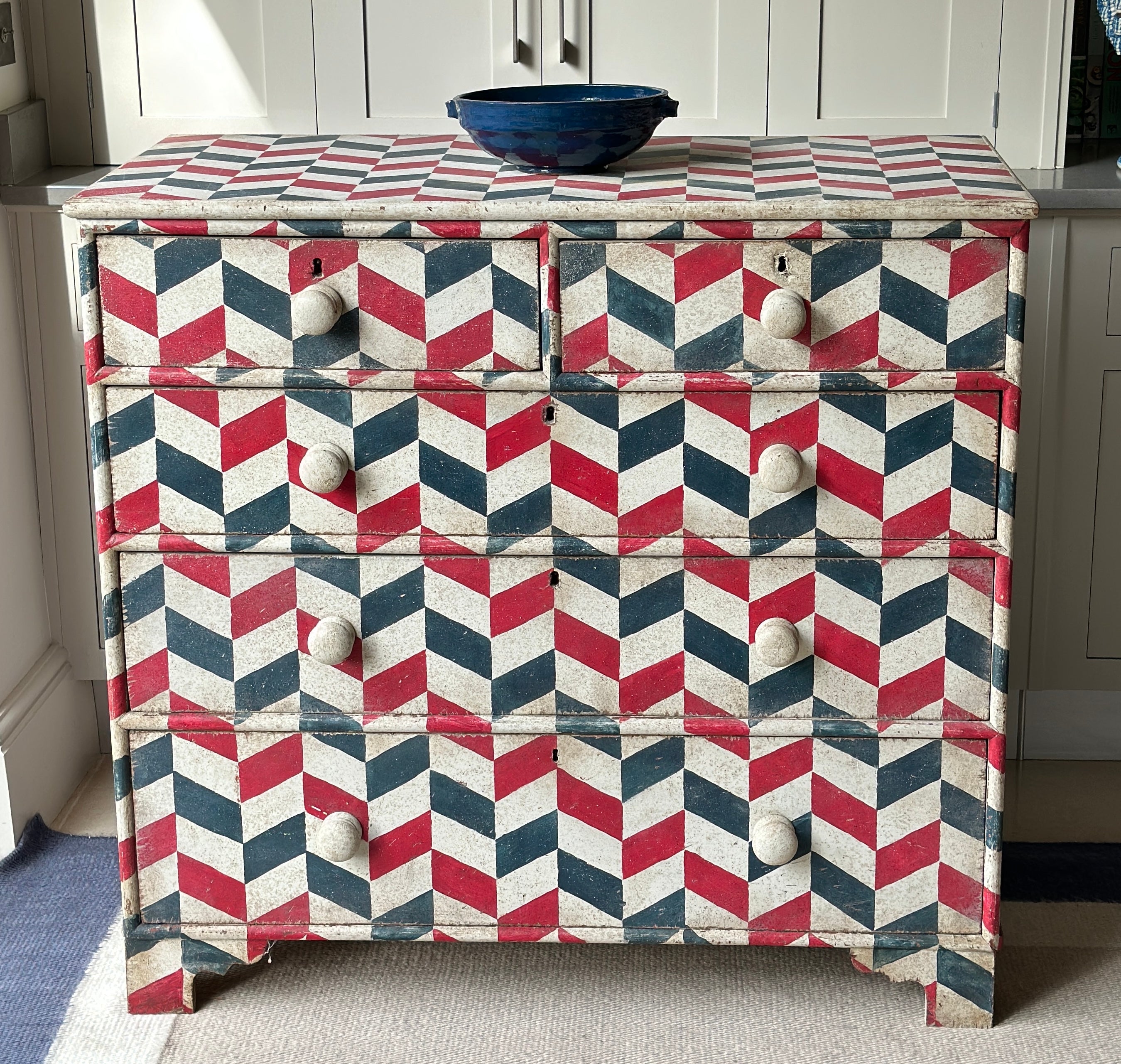 Old Chest of Drawers with Modern Chevron Pain Finish