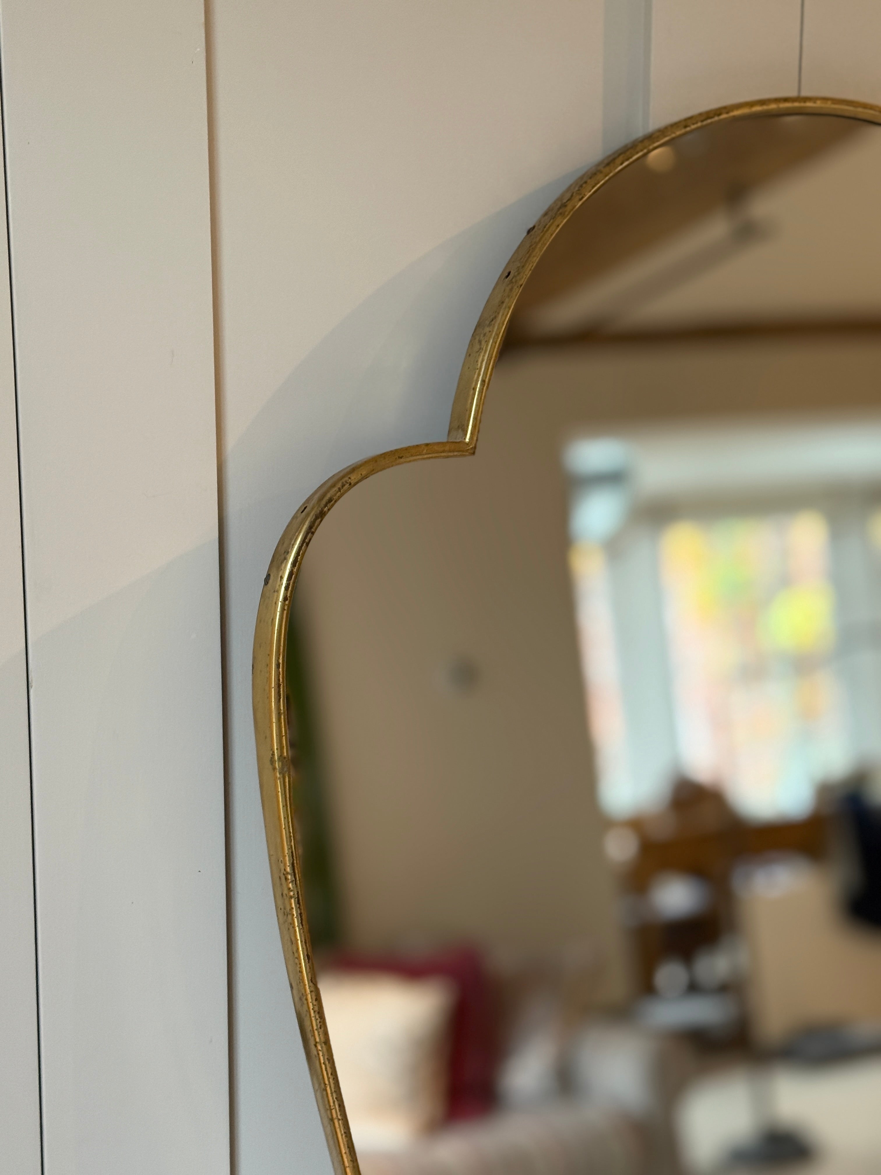 1950s Brass Italian Shield Mirror 69cm by 51cm