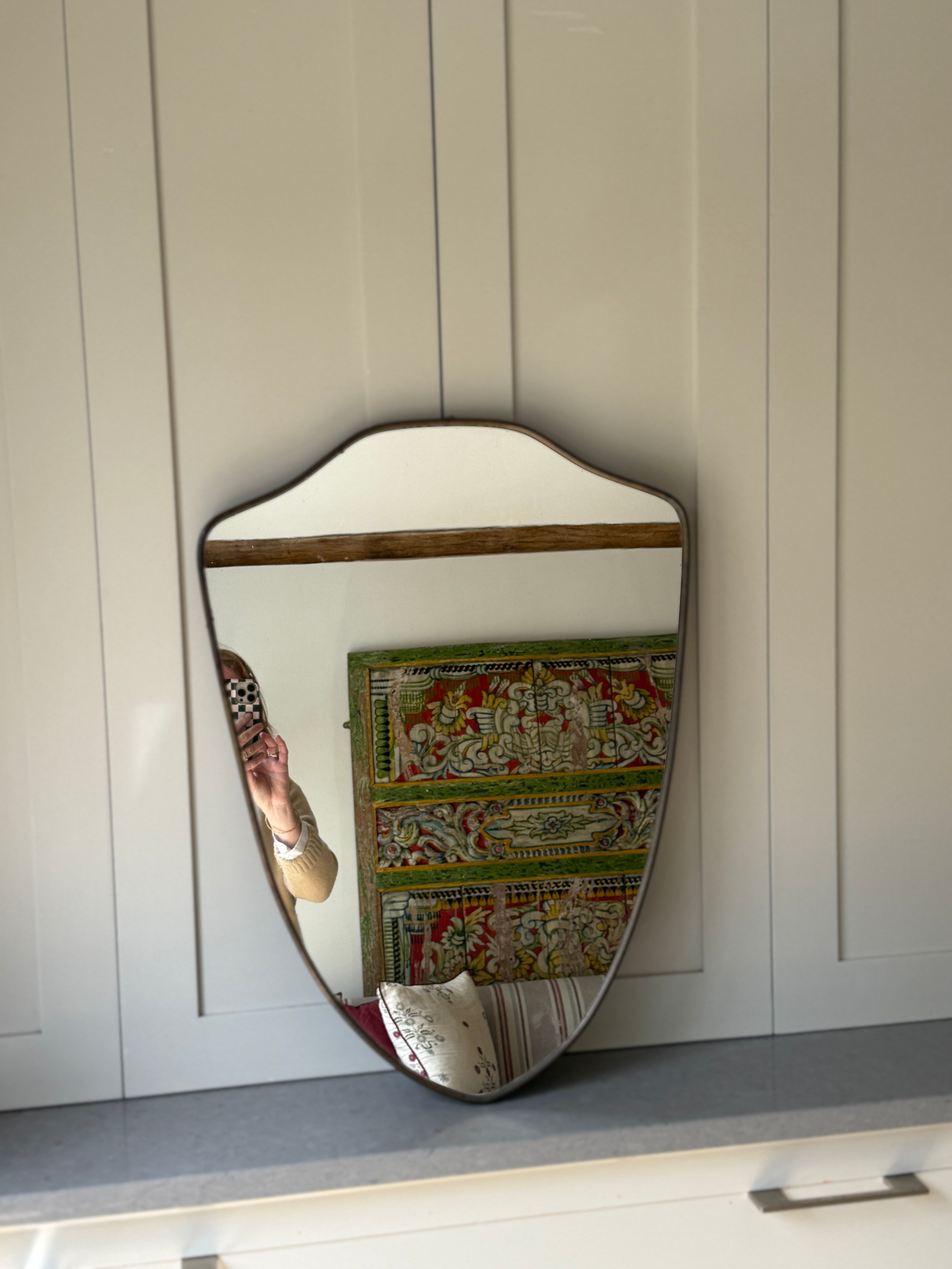 Small Brass Shield Mirror (66x48.5cm)