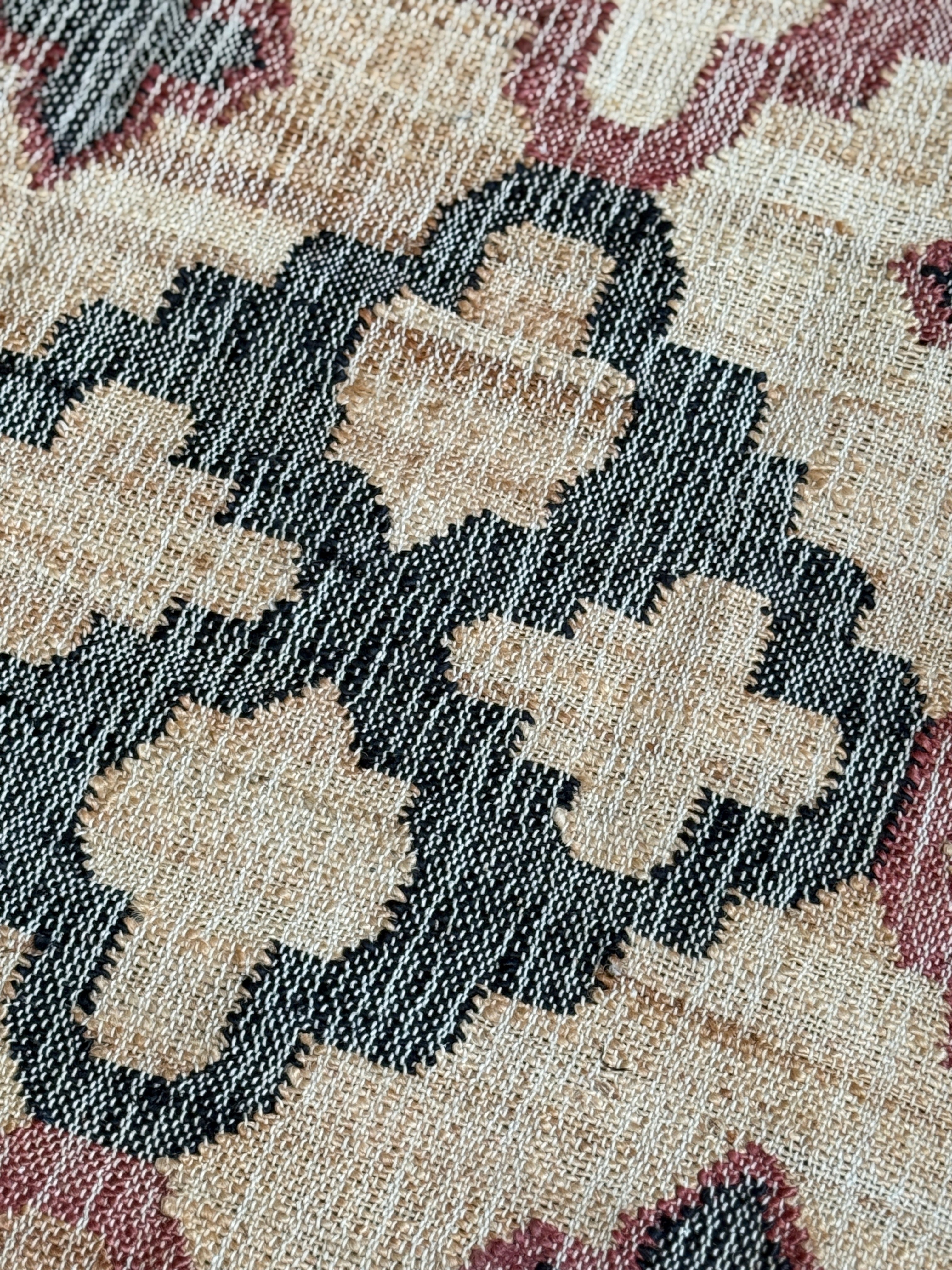Large Modern Wool & Jute Rug - Floral Design