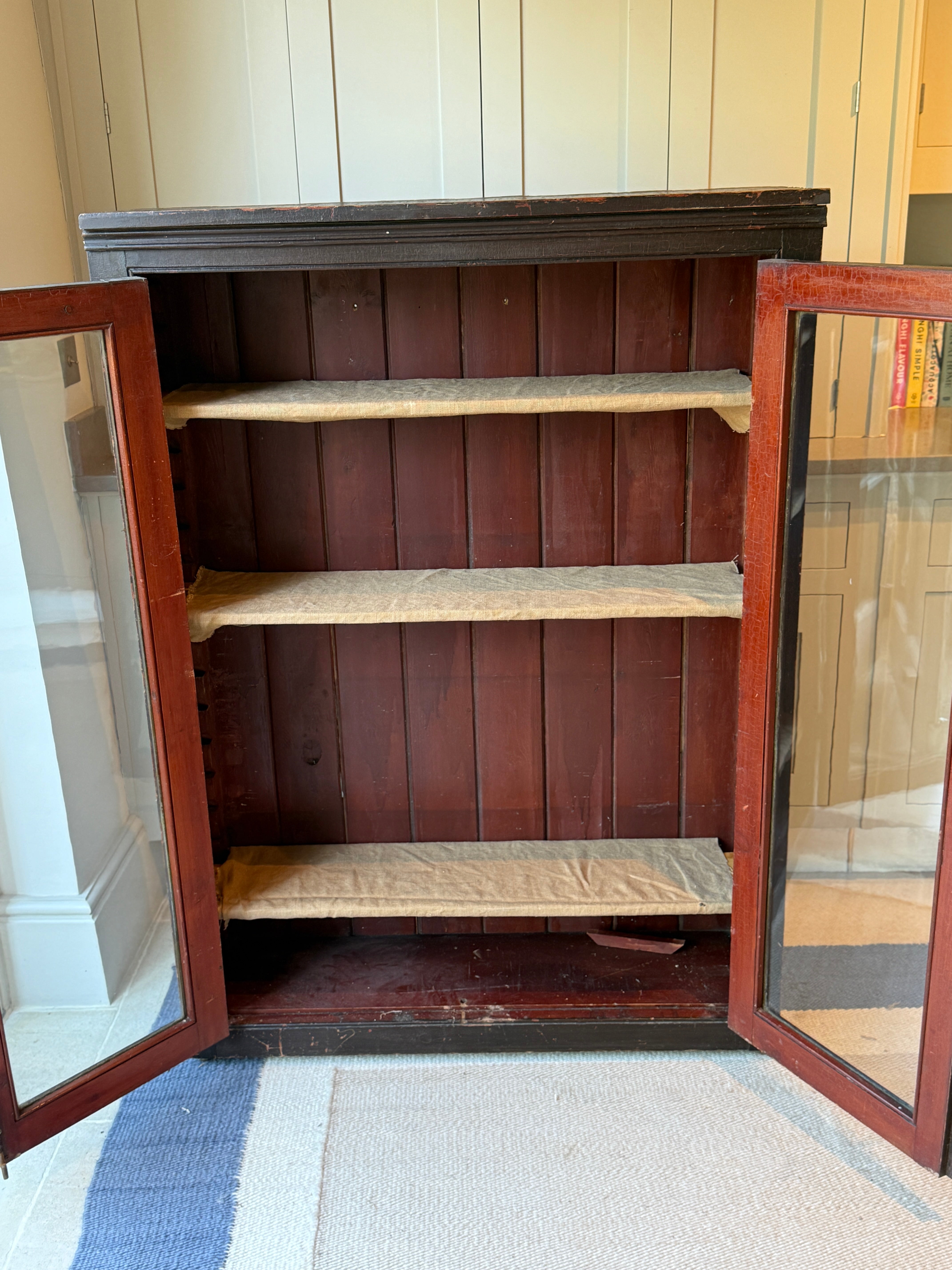 Antique Painted Pine Glazed Cabinet