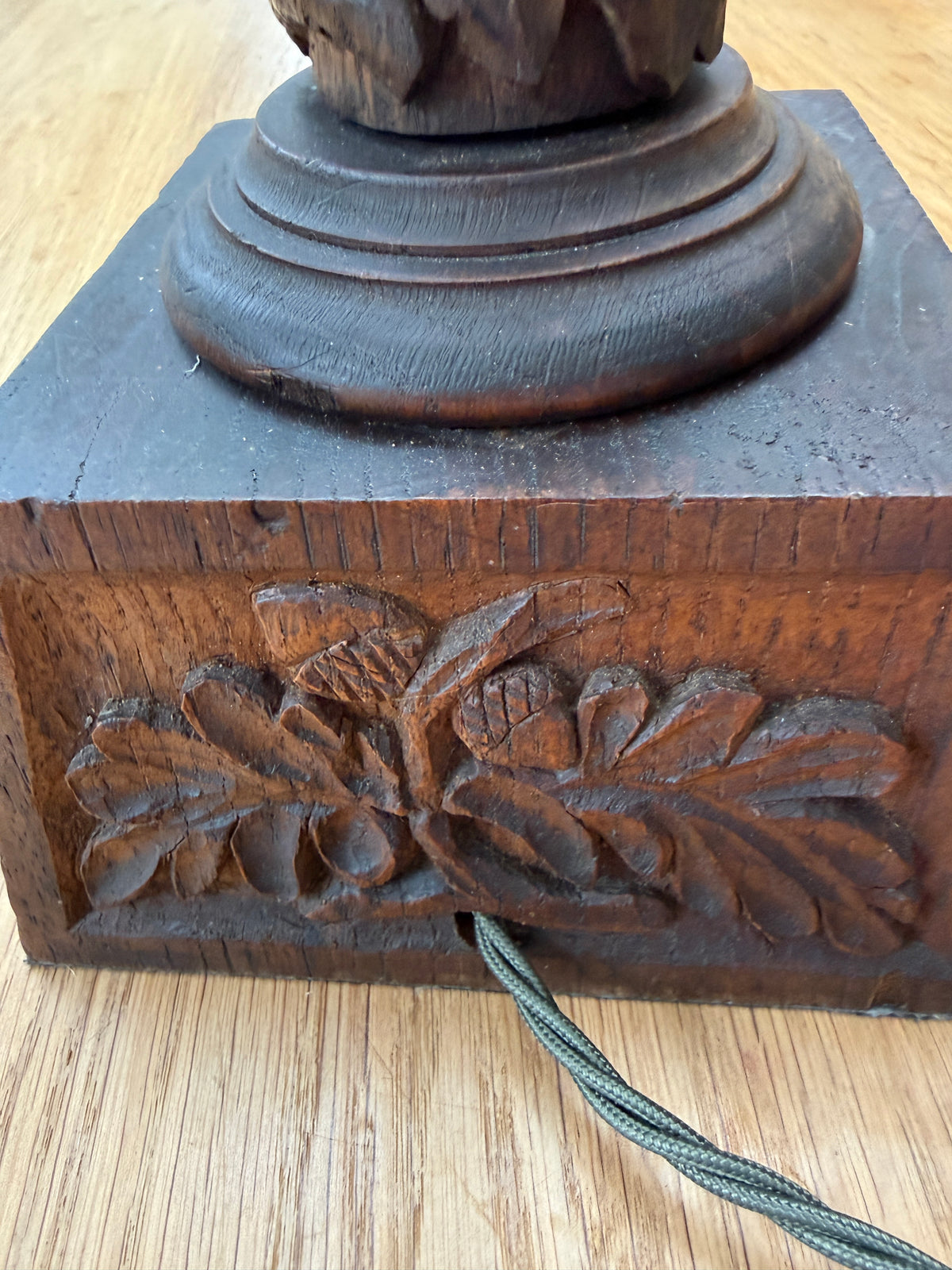 Pair of 19th Century Anglo-Indian Carved Hardwood Table Lamps