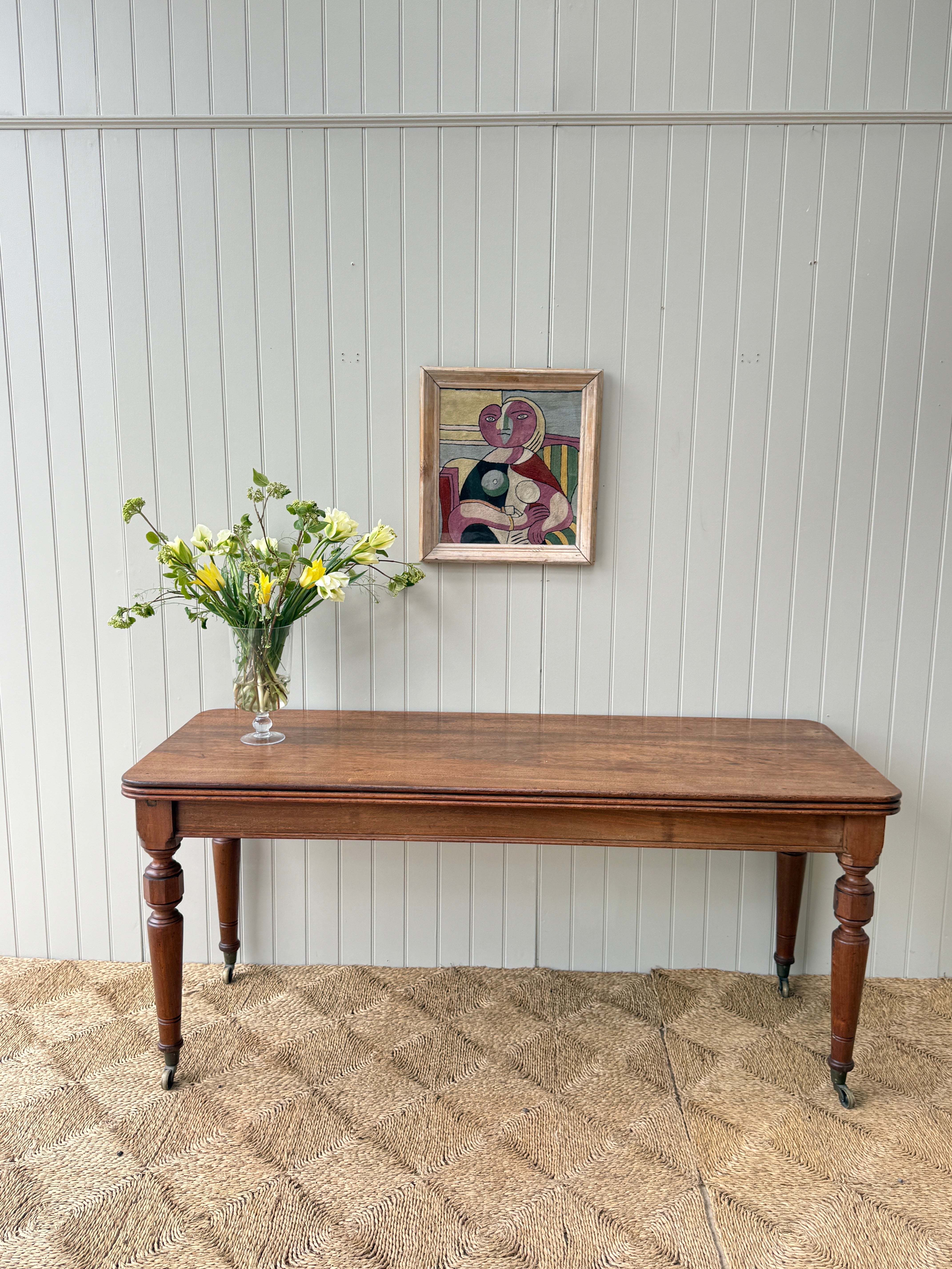 Large Early 20th English Oak Console or Display Table on castors