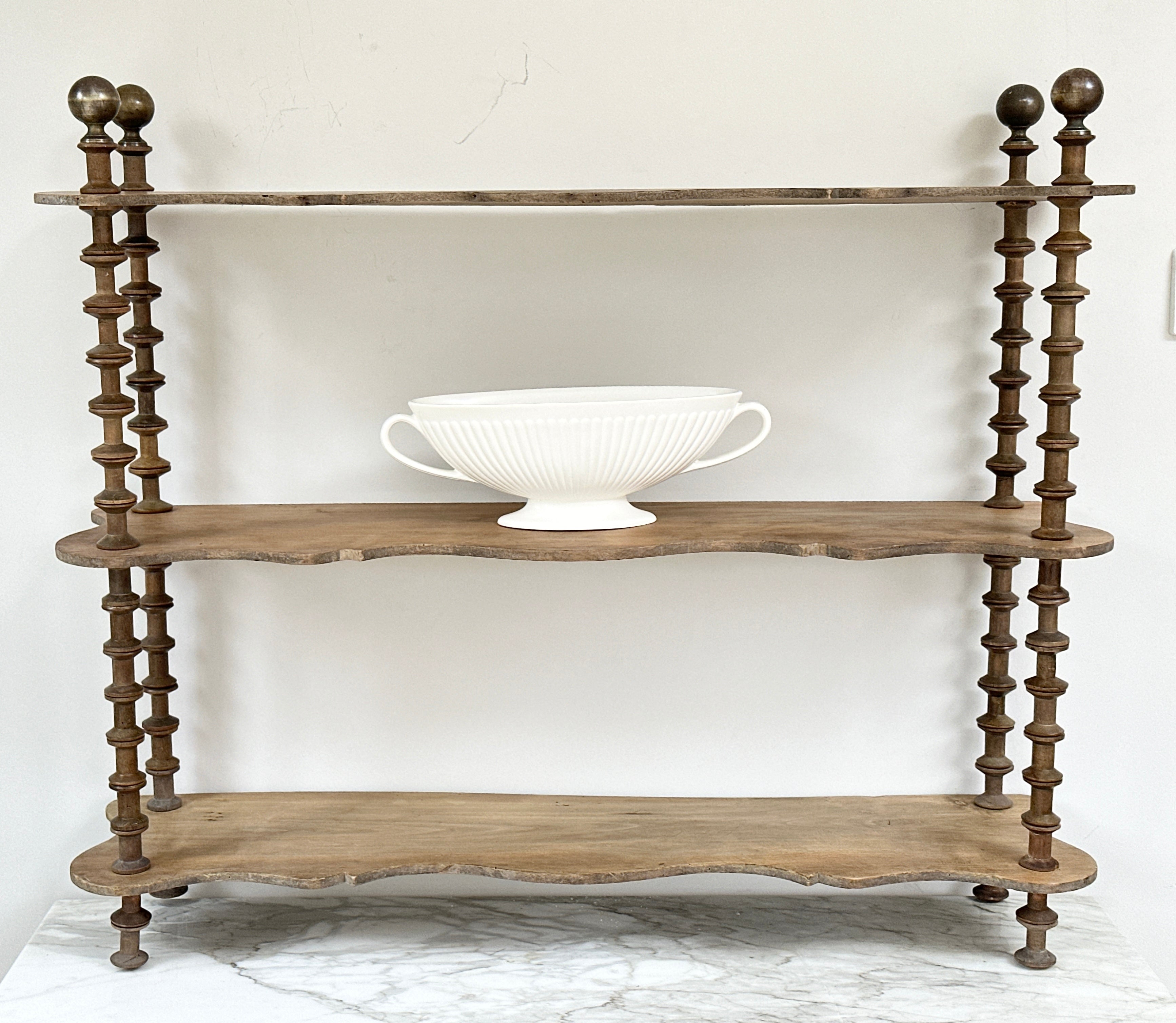 Large Cotton Reel Shelves with Brass Finials
