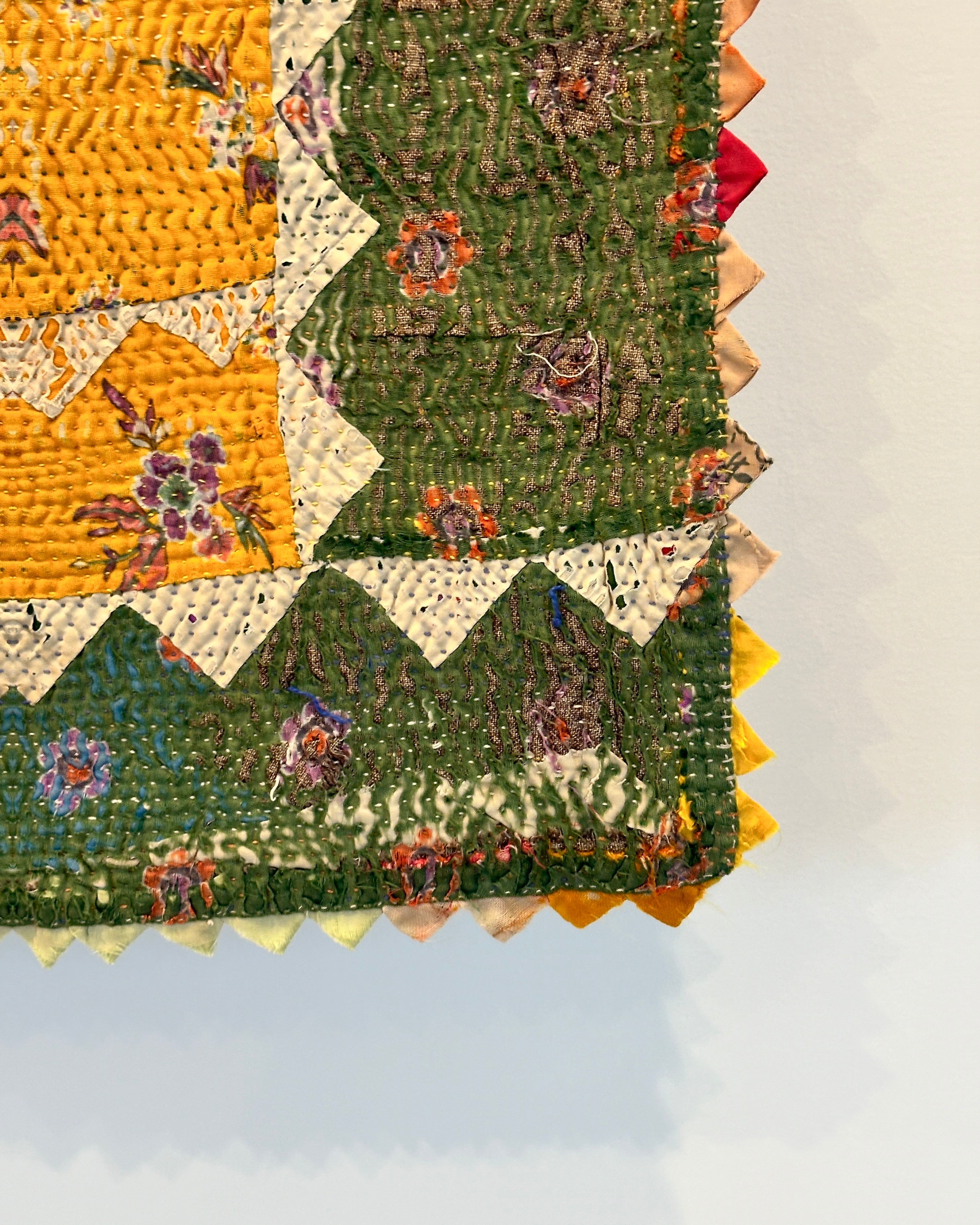 Colourful Antique Kantha Bedspread
