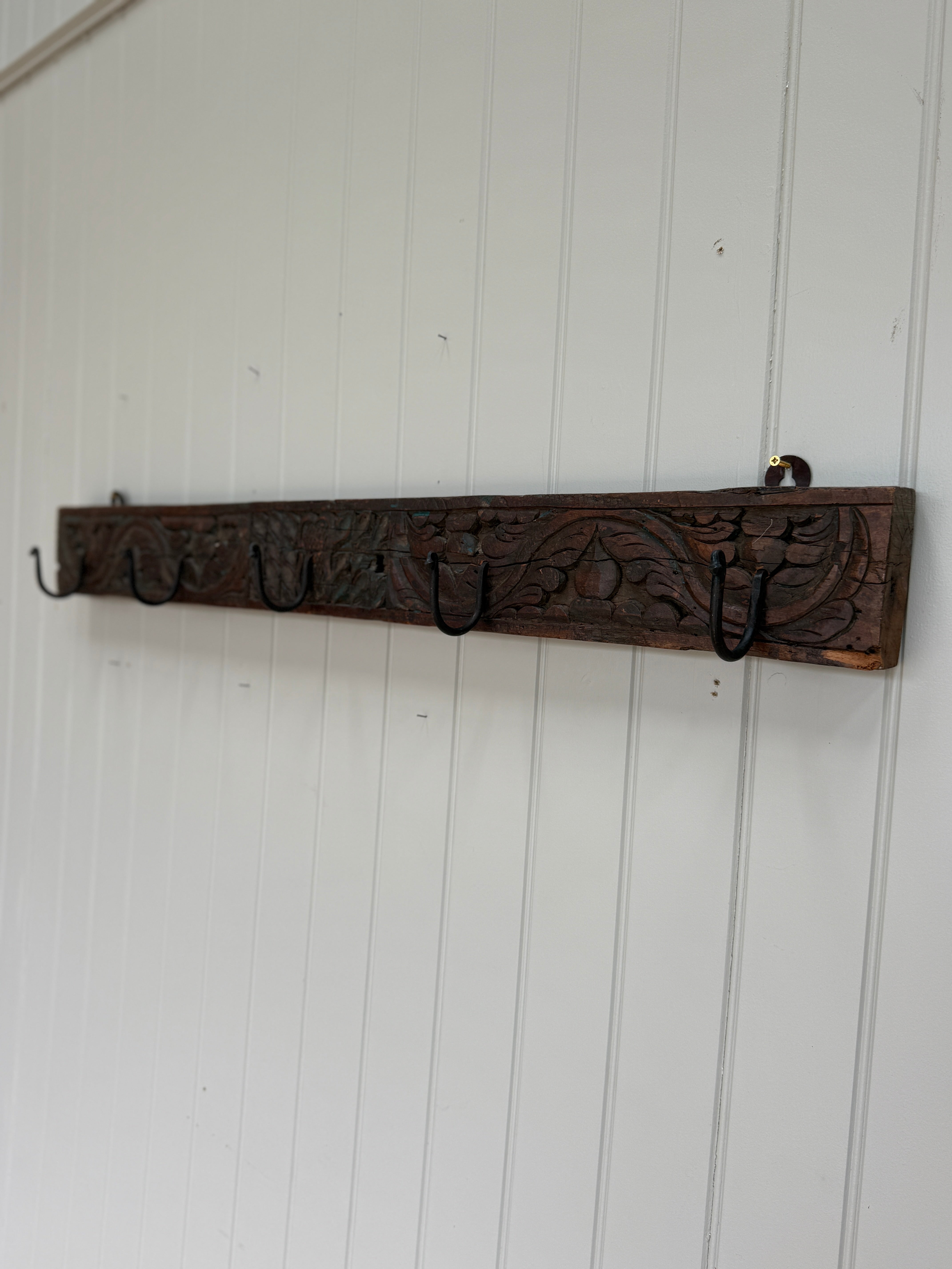 Carved Wood Coat Rail probably Indian, 19th Century.