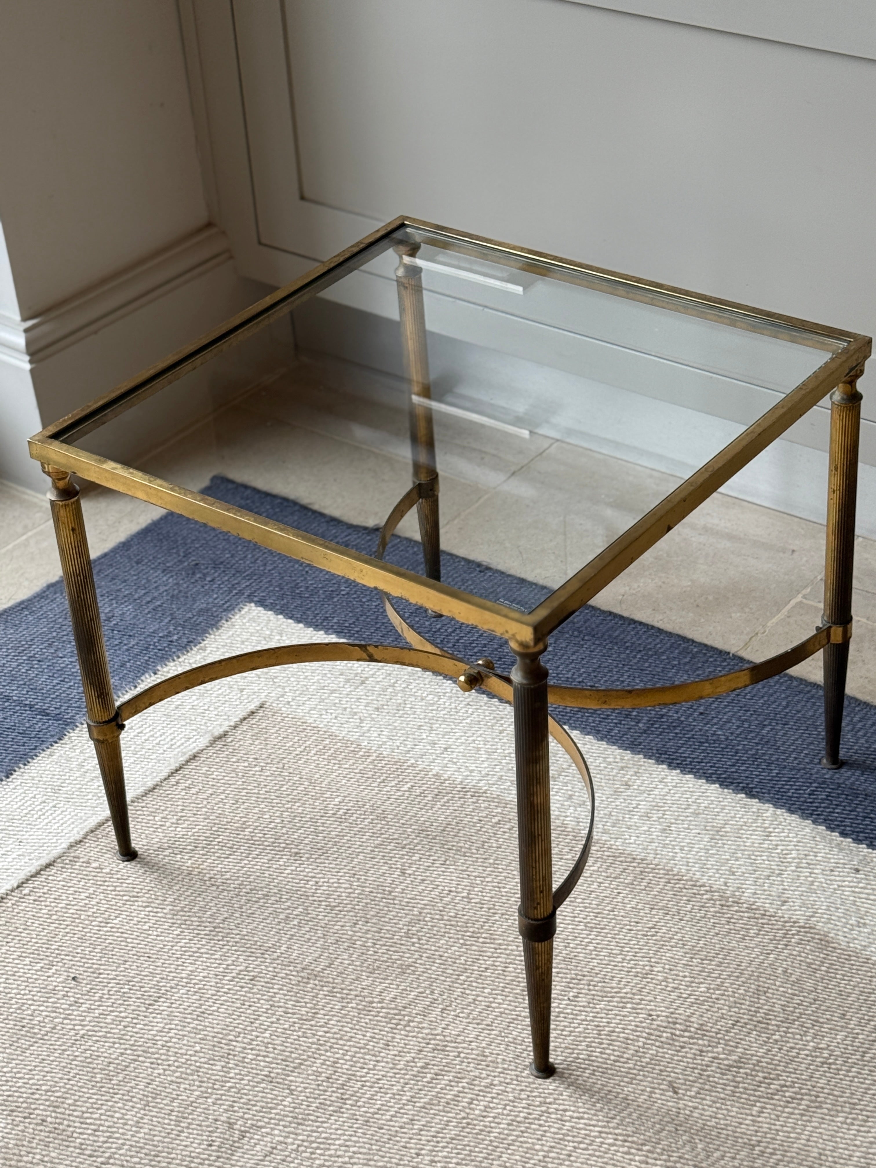 French Glass and Brass Side Table