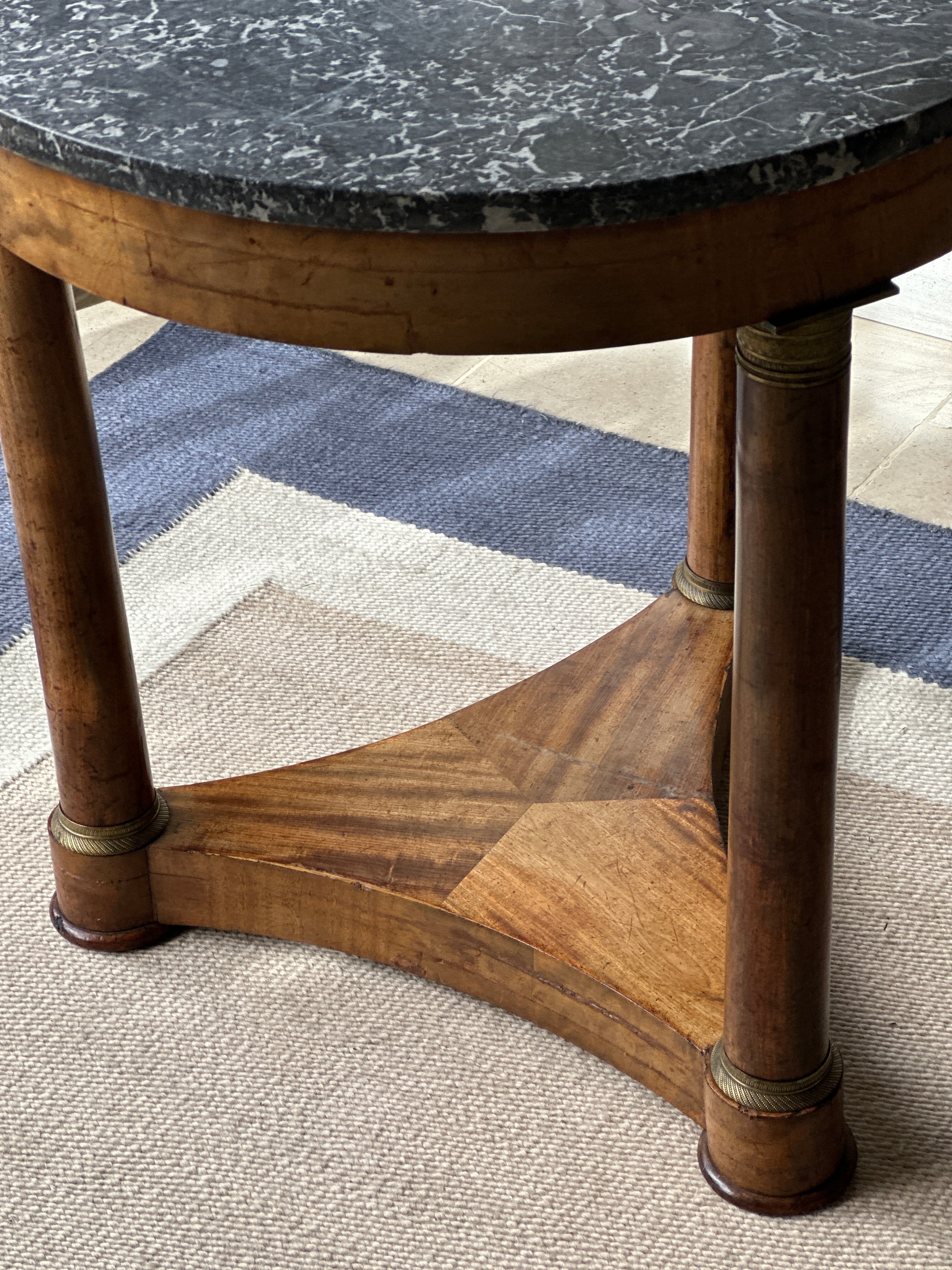 French Gueridon with Dappled Grey Marble Top