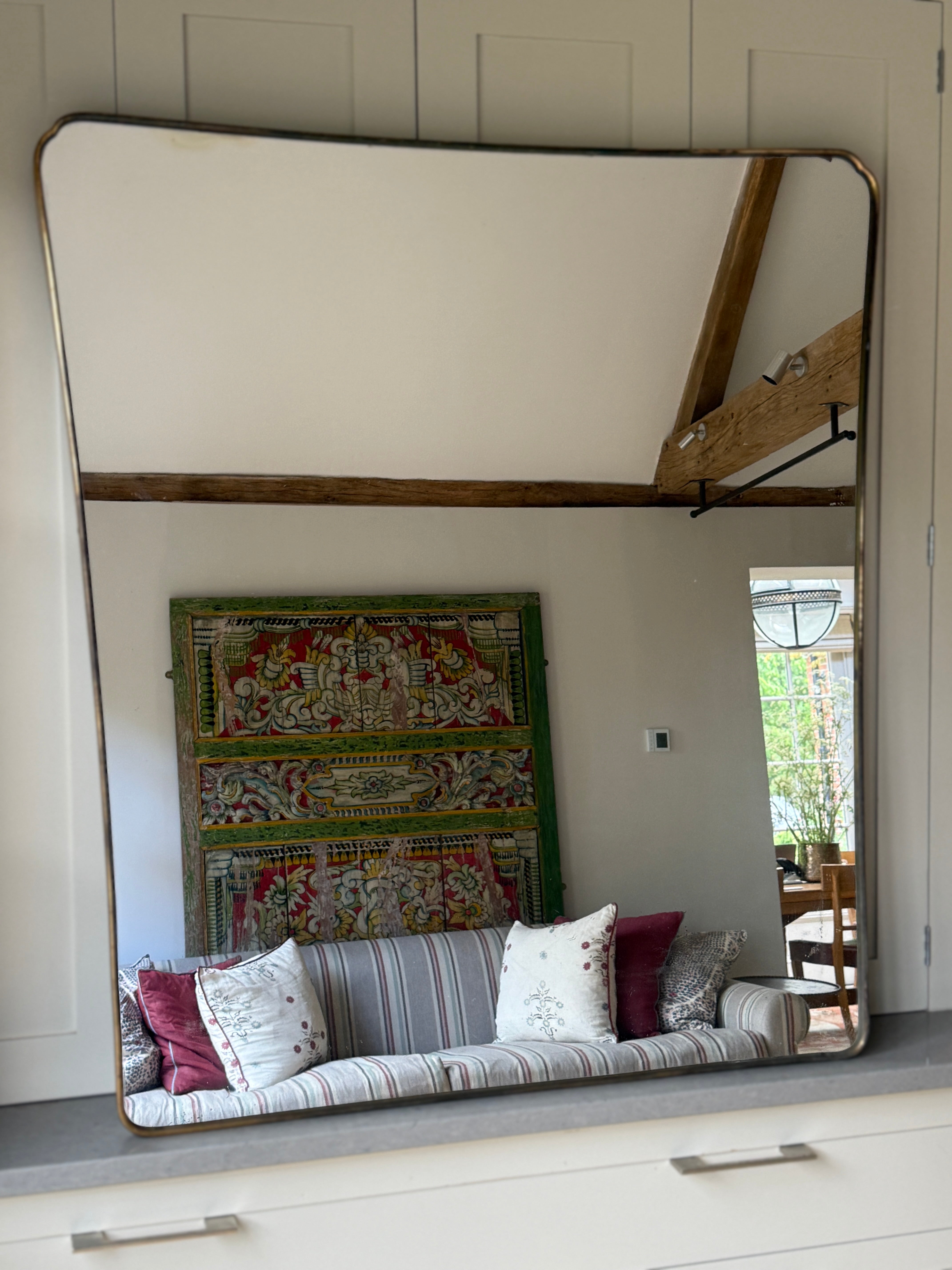 Very Large Italian Brass Shield Mirror (110 x 99.5cm)