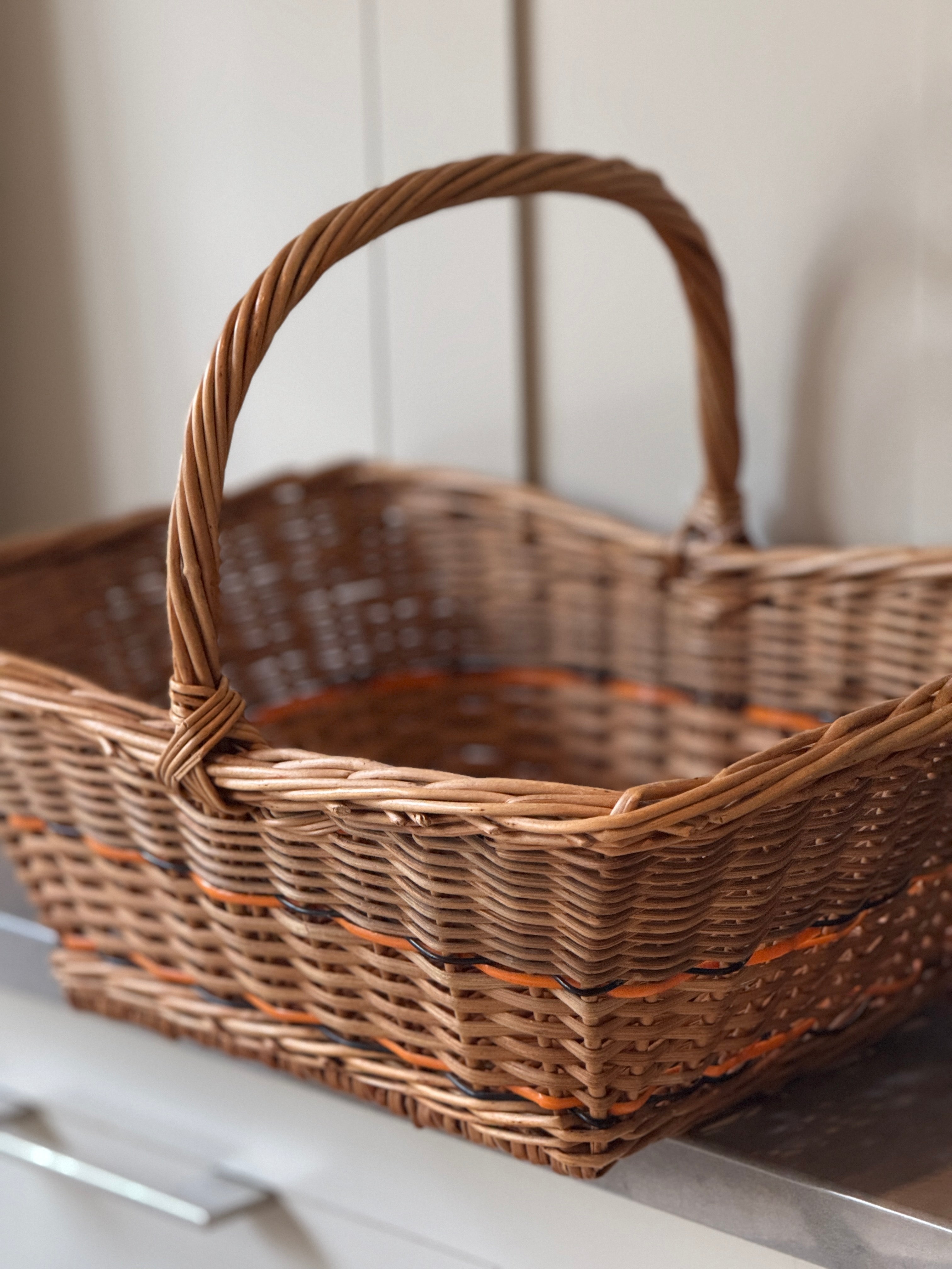 Wicker Shipper with Orange and Black Accents