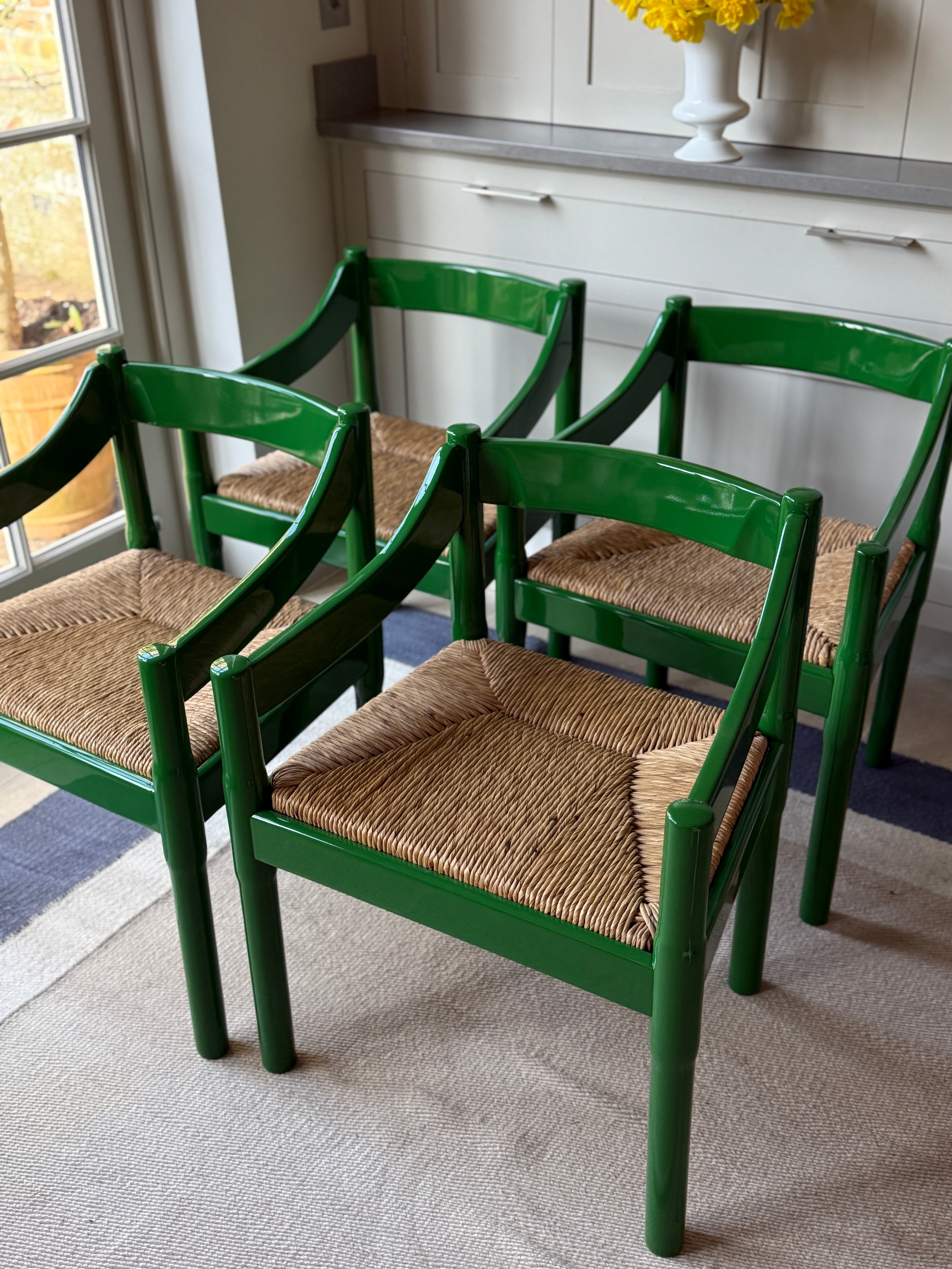 VM Carimate Armchairs in Green Lacquer