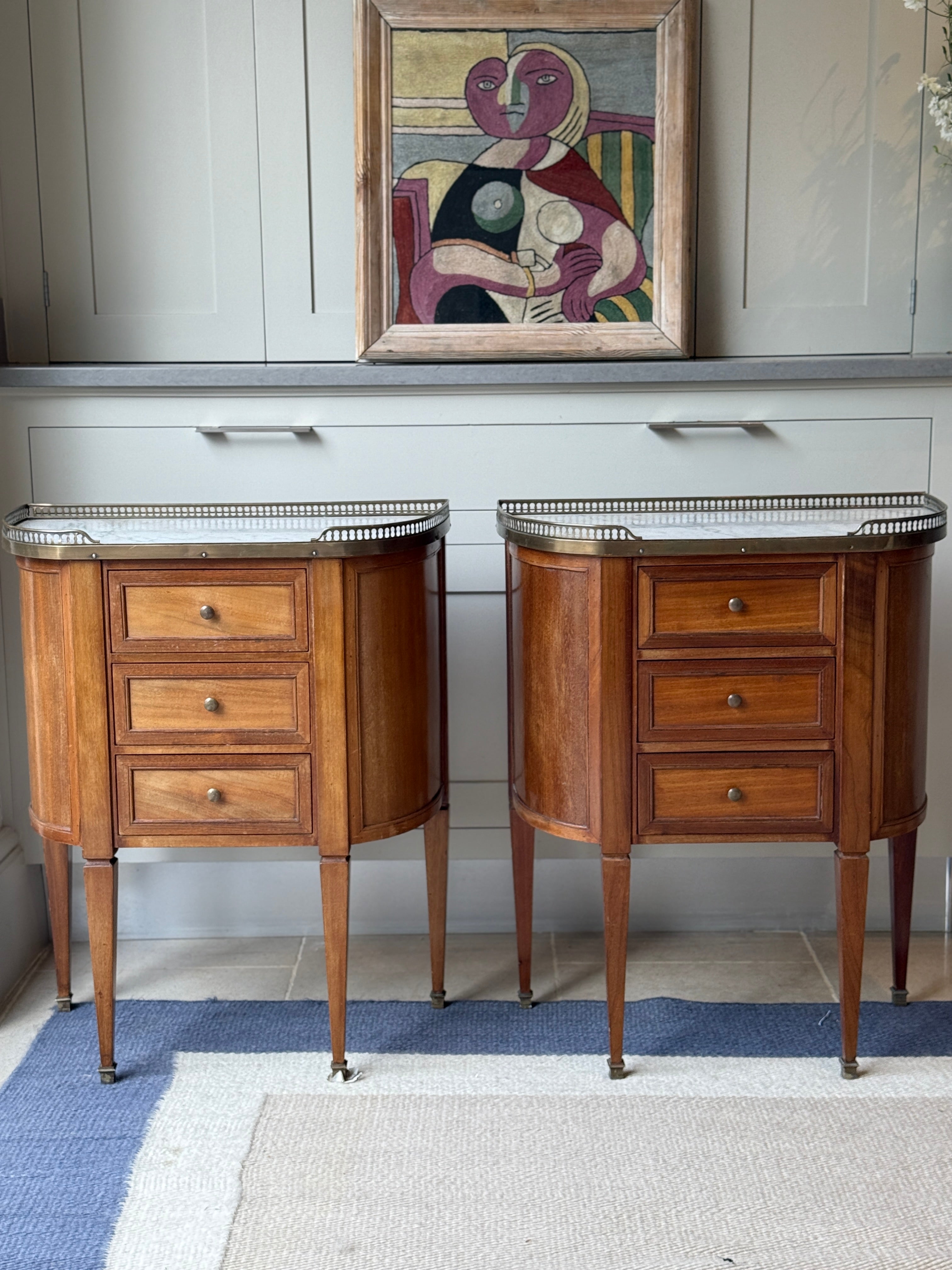 20th Century Marbled Topped Bedside Commodes