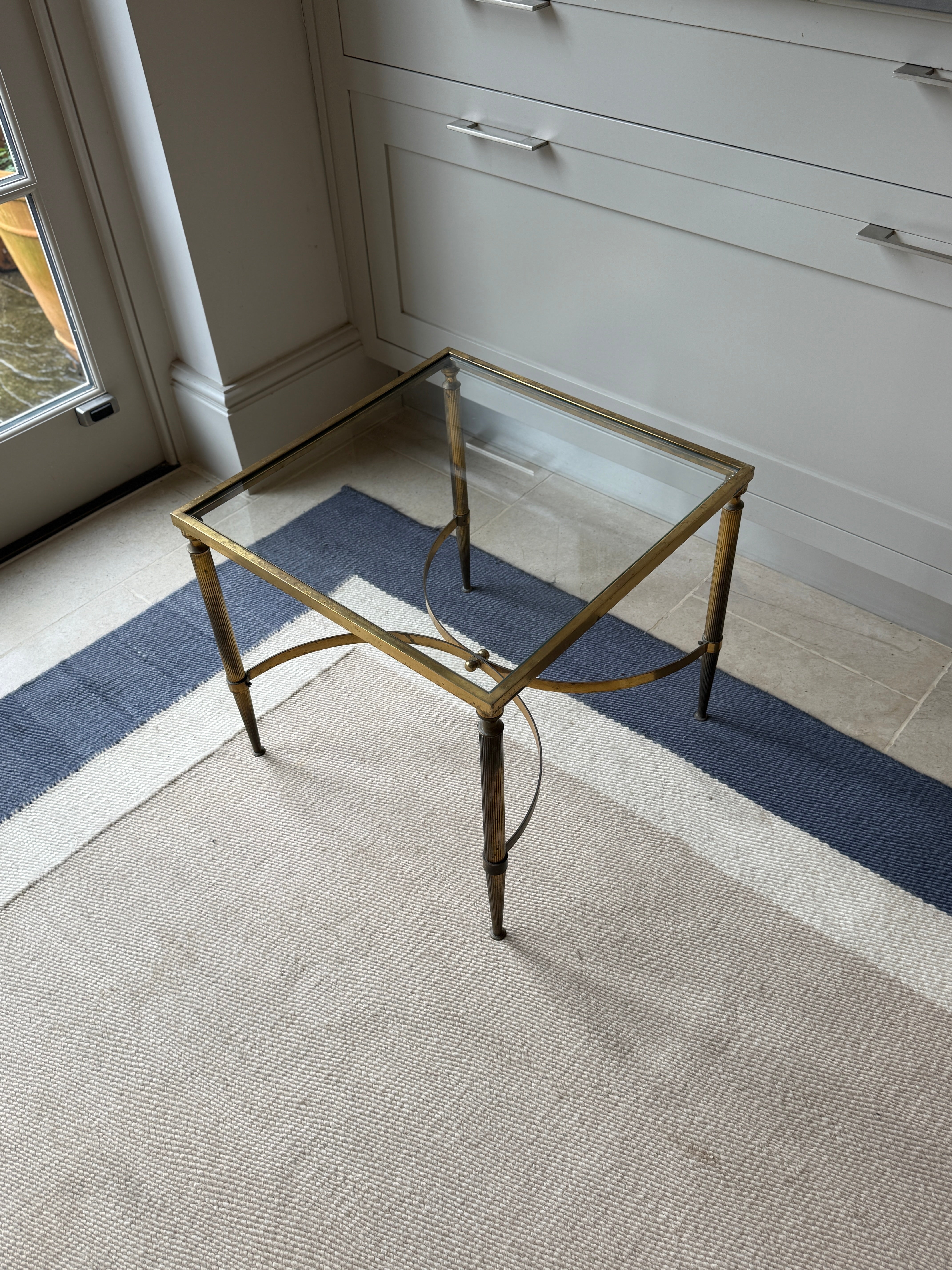 French Glass and Brass Side Table