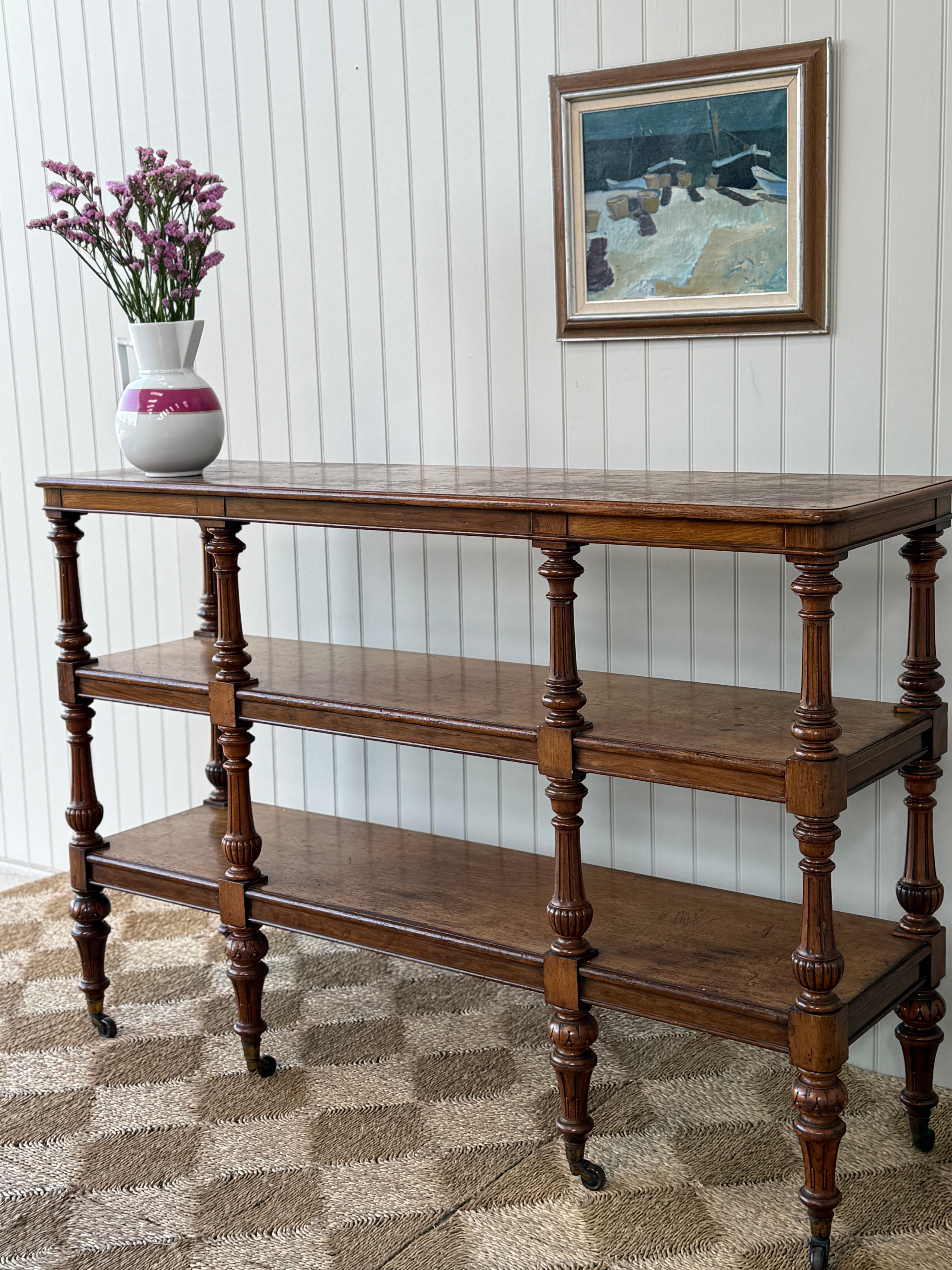 Large 19th Century Golden Oak 3 Tier Buffet