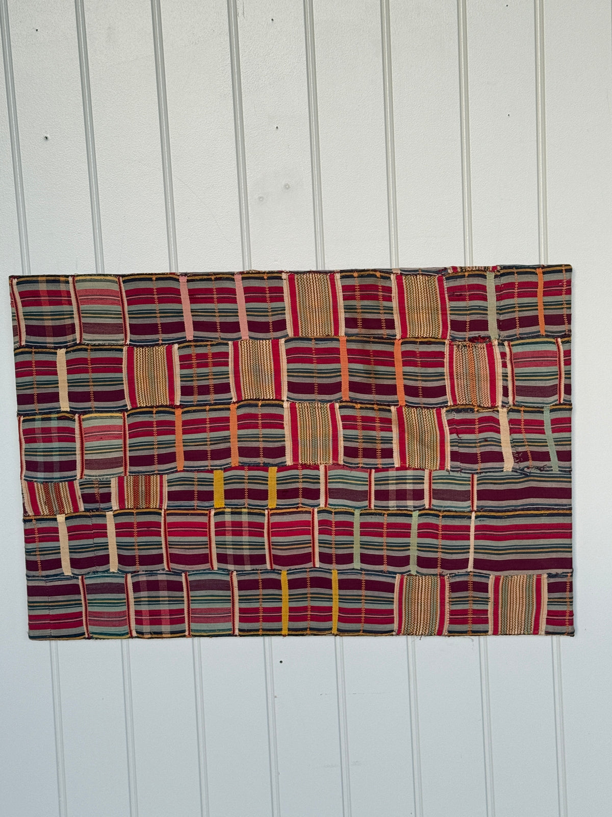 Framed Orange Ewe Textile from Togo Ghana