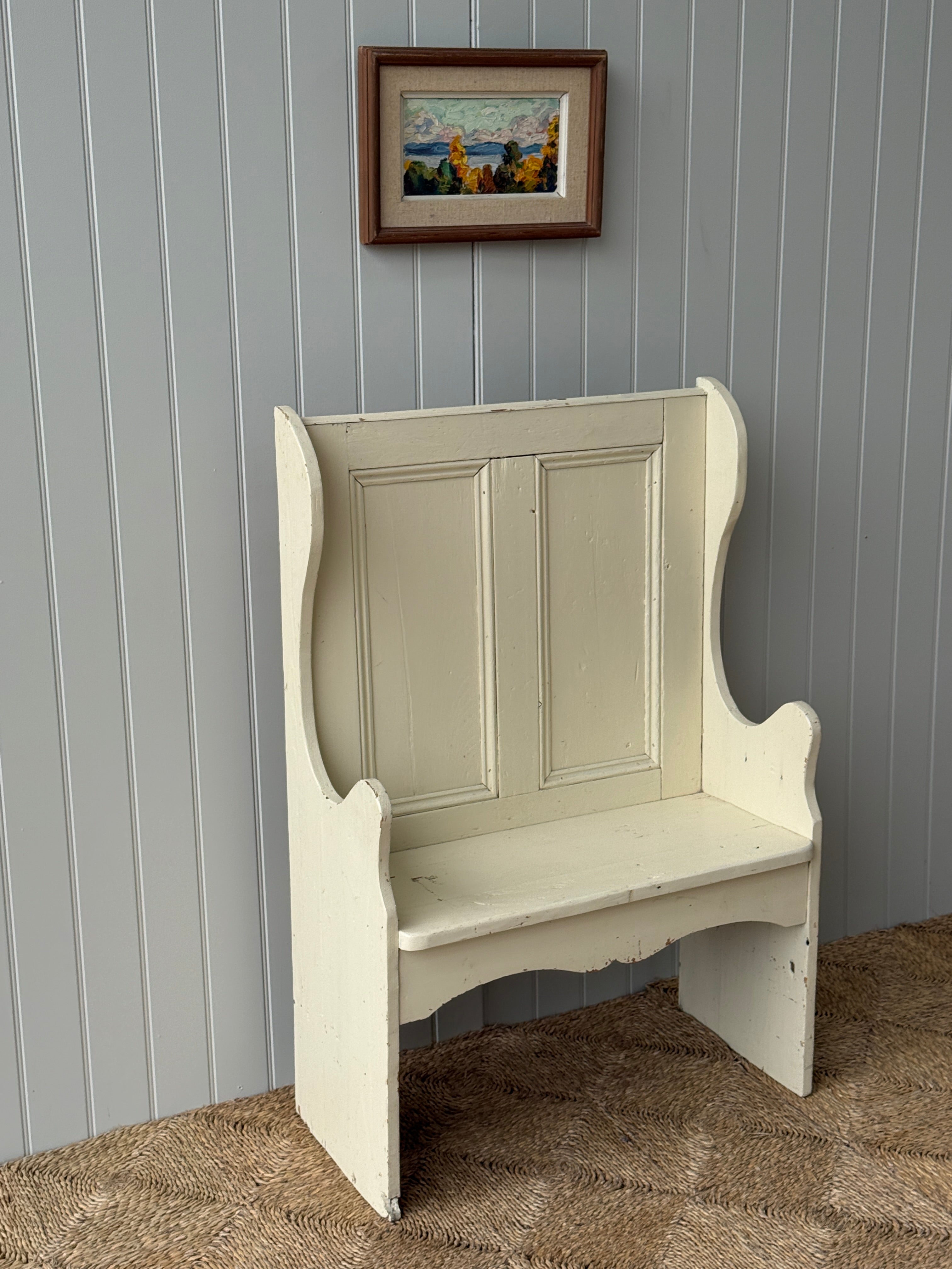Small Antique Painted Pine Settle