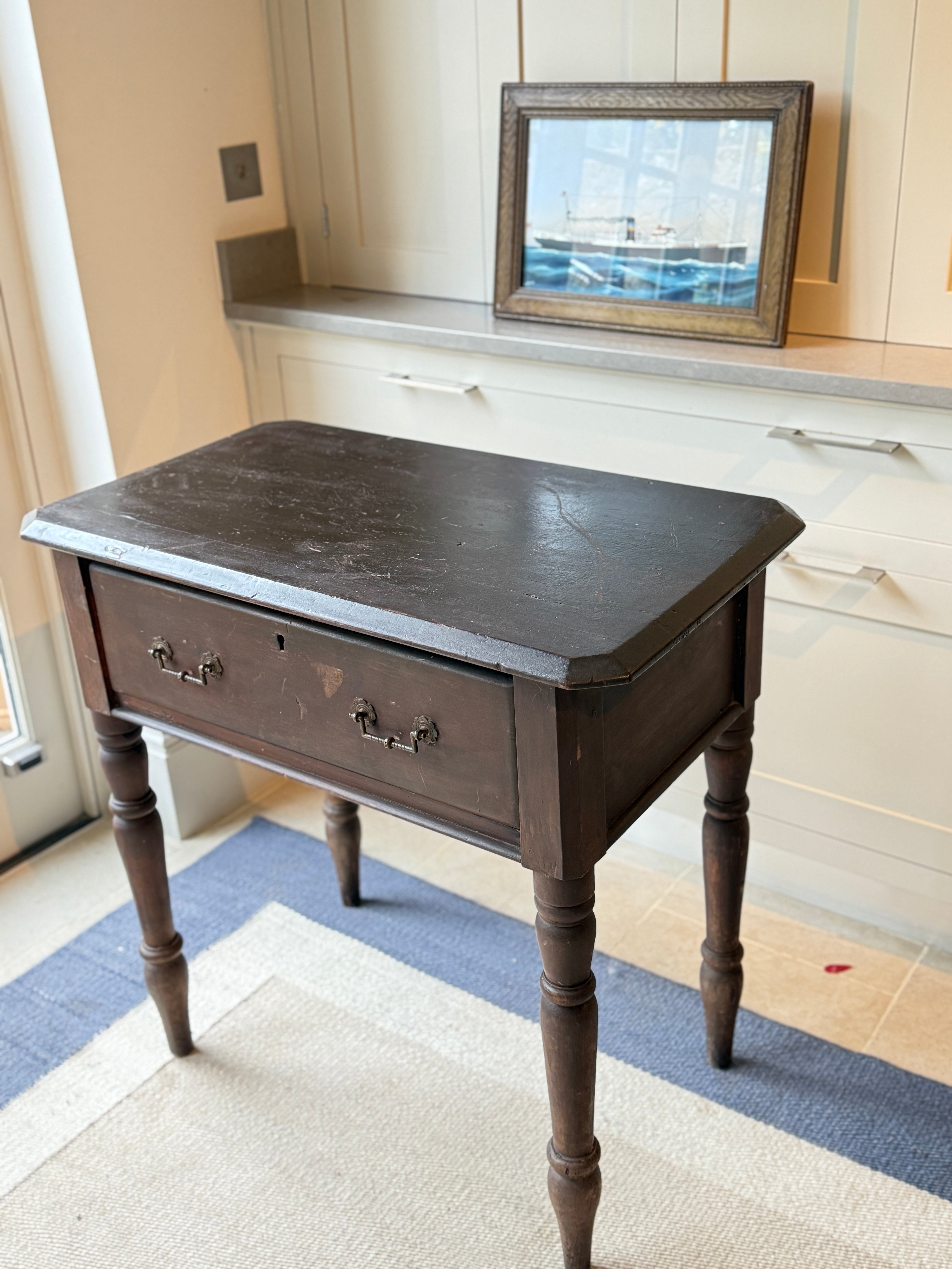 Ebonised Side Table with Large Drawer
