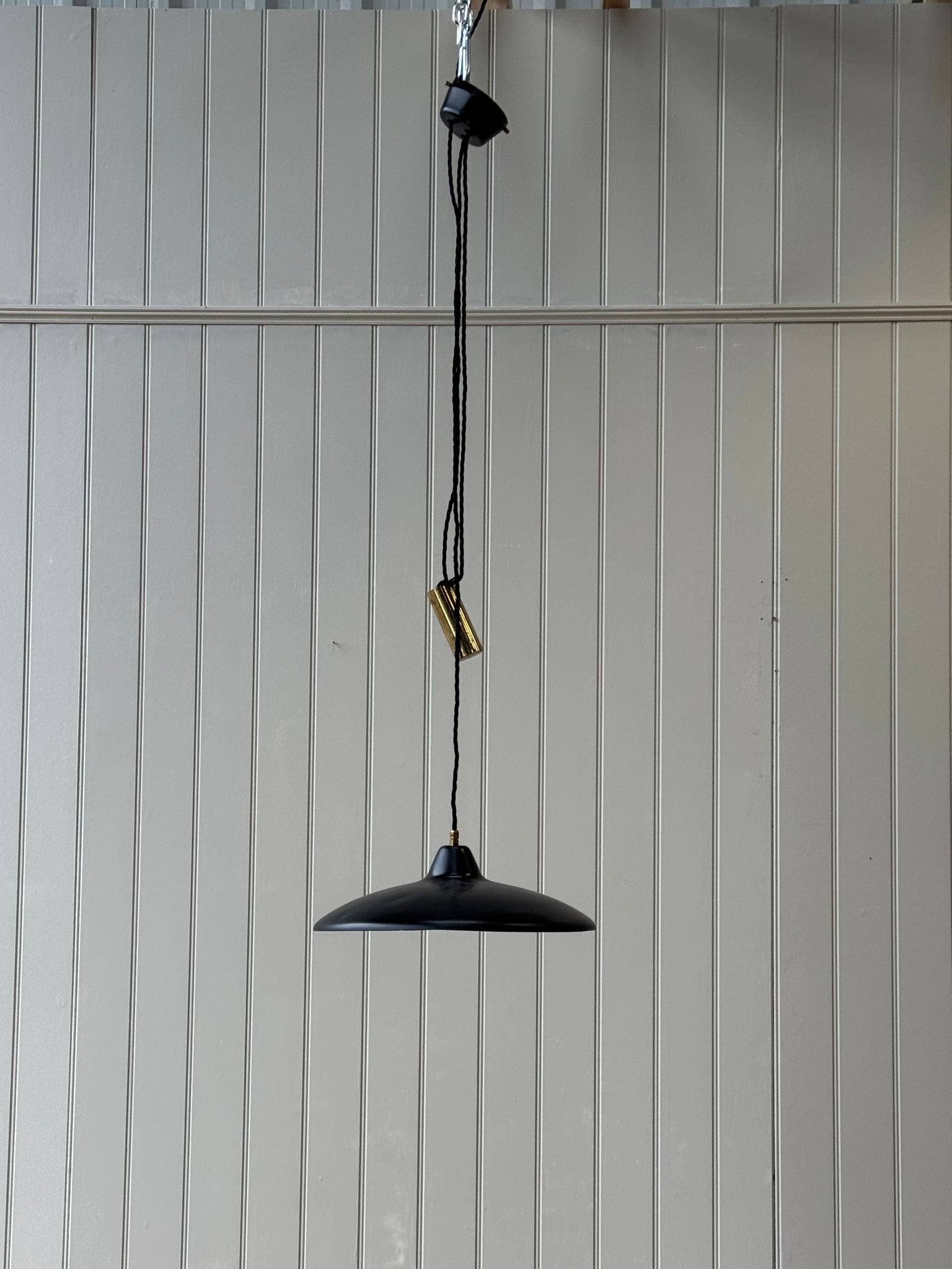 1950s Italian Black Counterweight Pendant Light