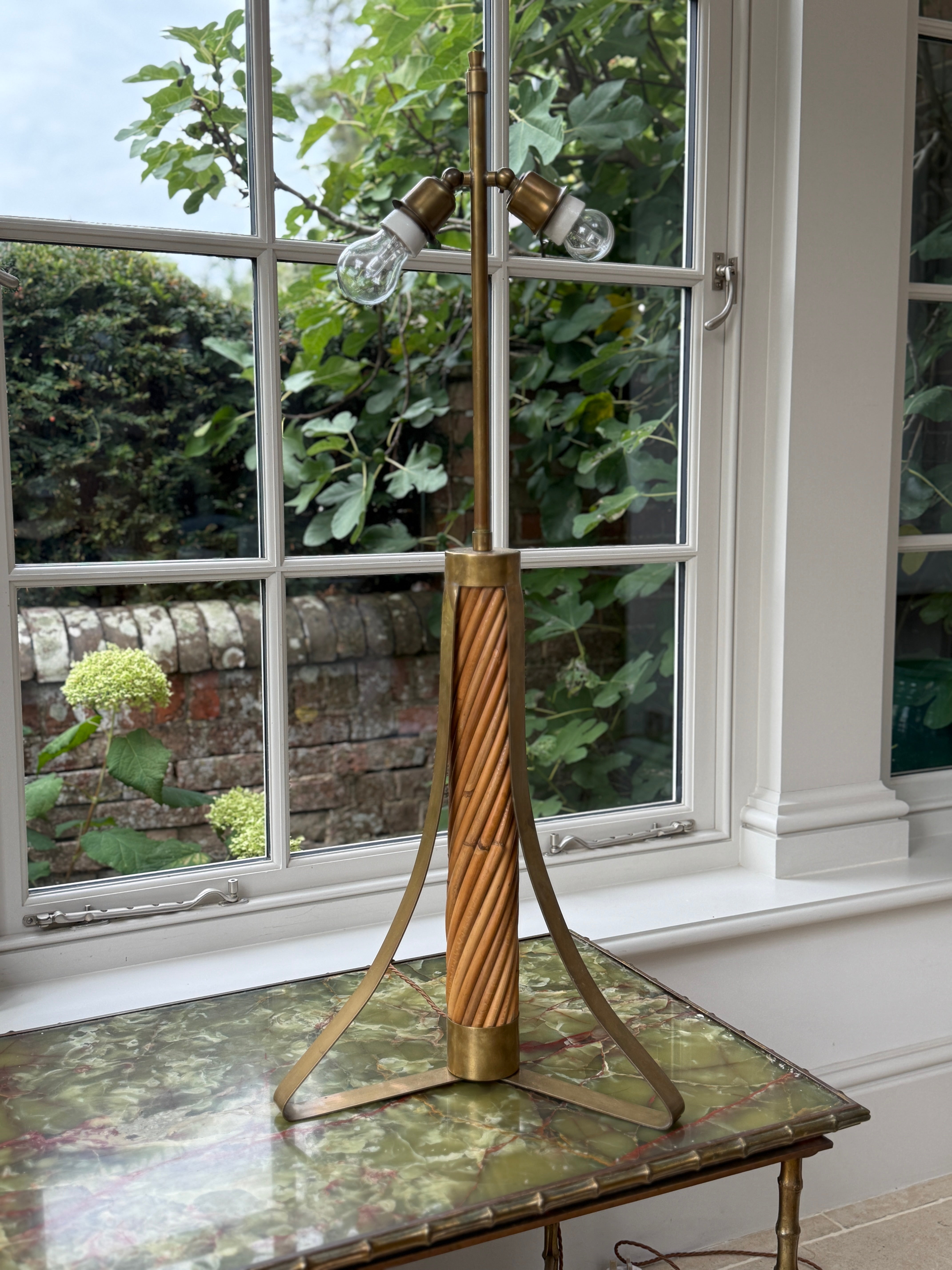 Italian Bamboo and Brass Table Lamp by Ferdinand Loffredo - 1950s