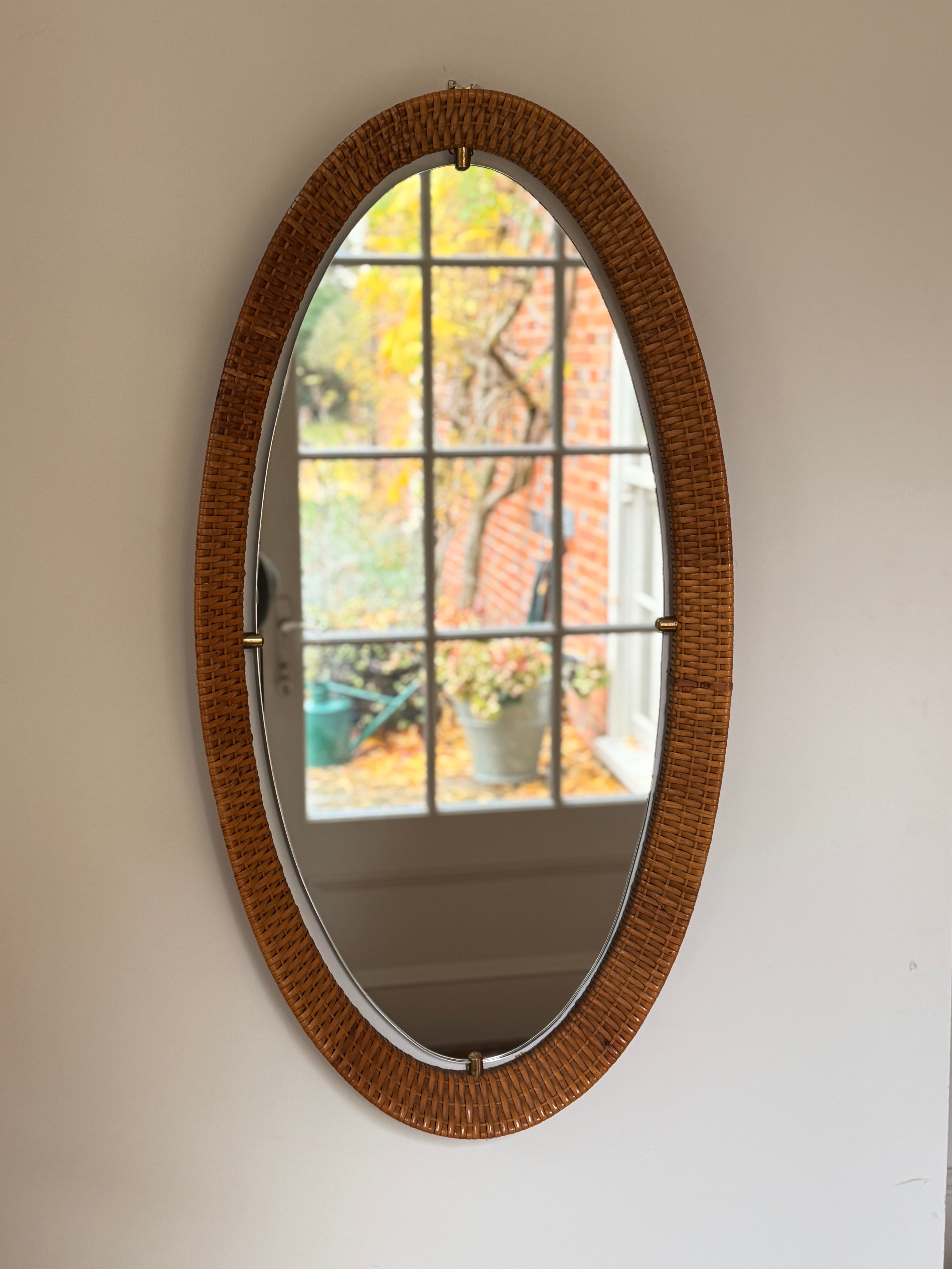 Large Italian Cane Mirror by Cantu Roma