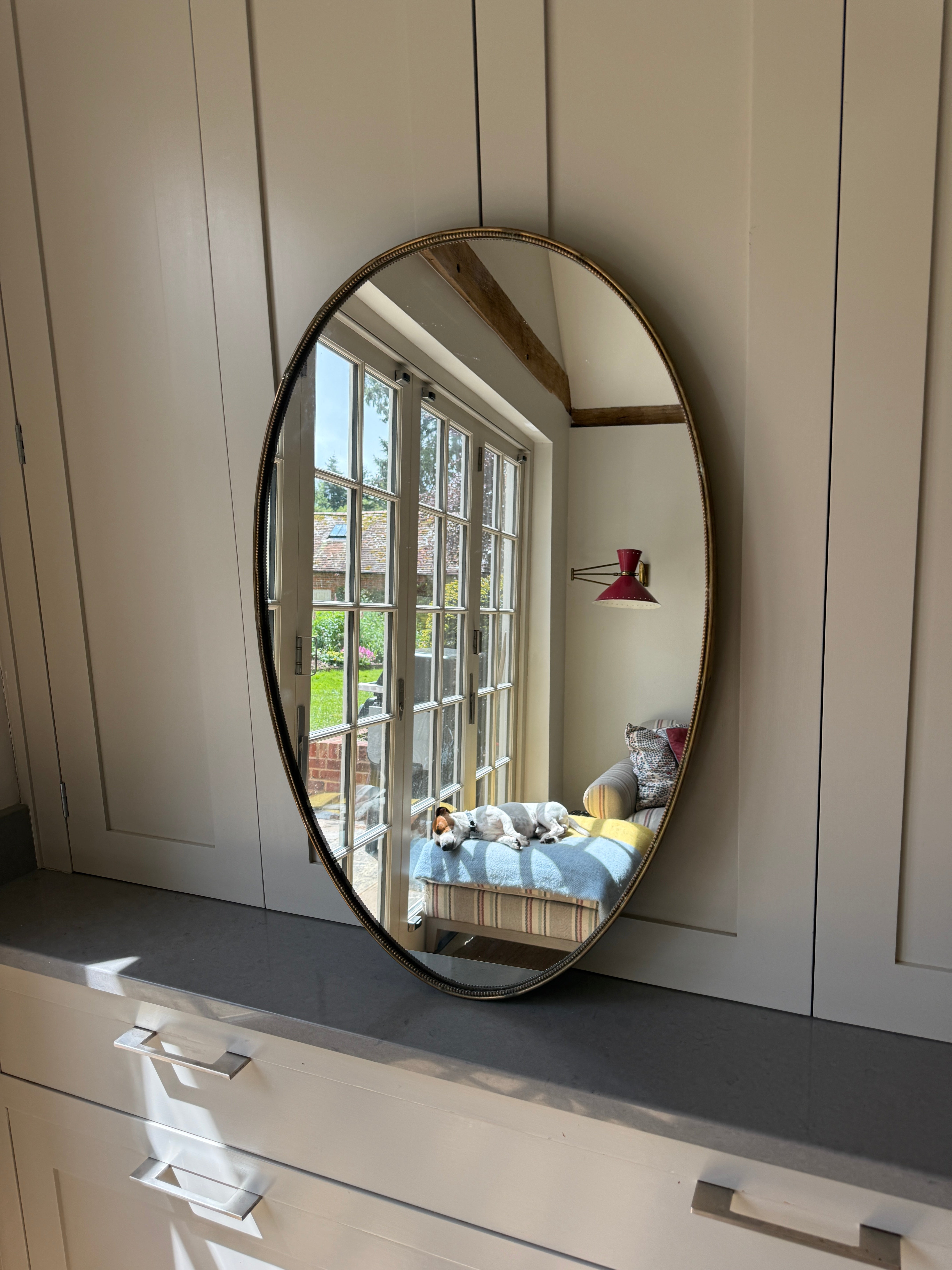 Italian Brass Oval Mirror (79x51cm)