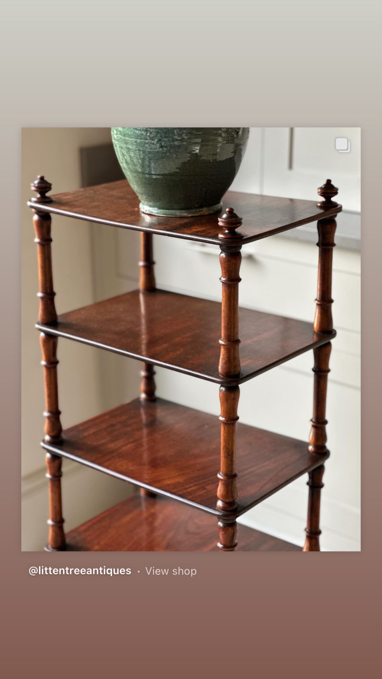 Tall Slim Mahogany Whatnot with 5 Tiers