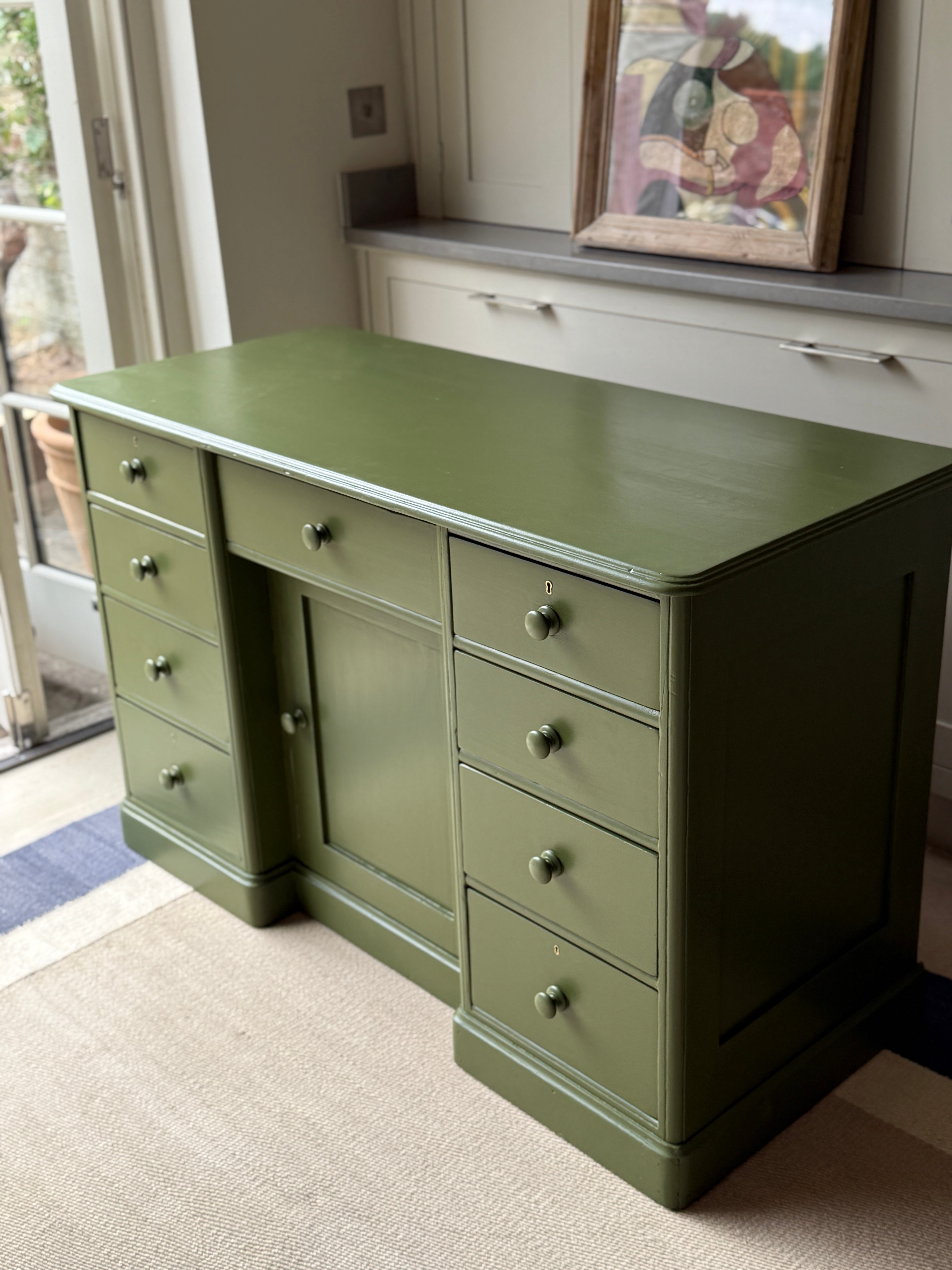 Painted Pine Dresser Base in Olive Colour by Little Greene
