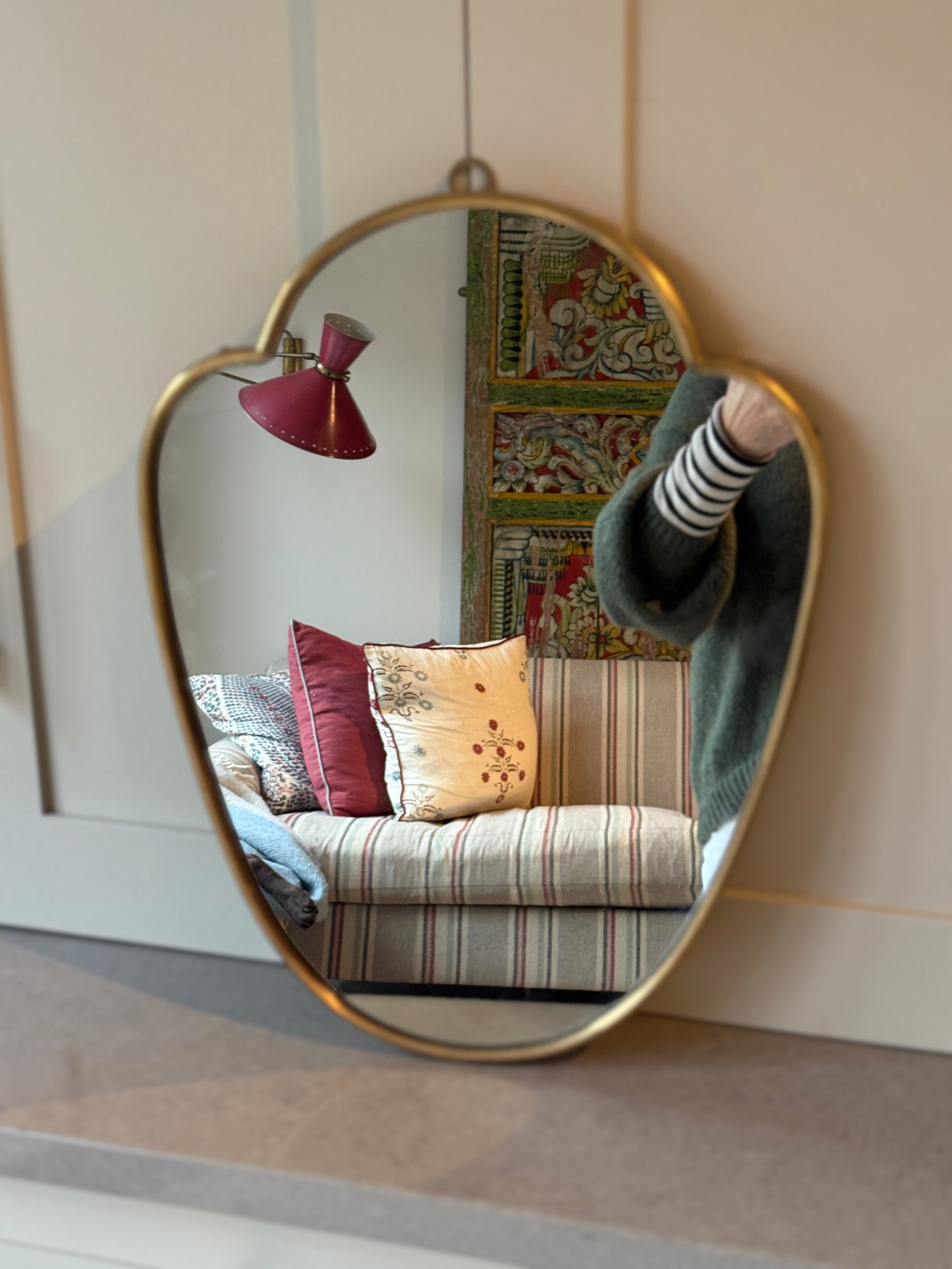 Small Italian Brass Shield Mirror 42.5cm by 33cm