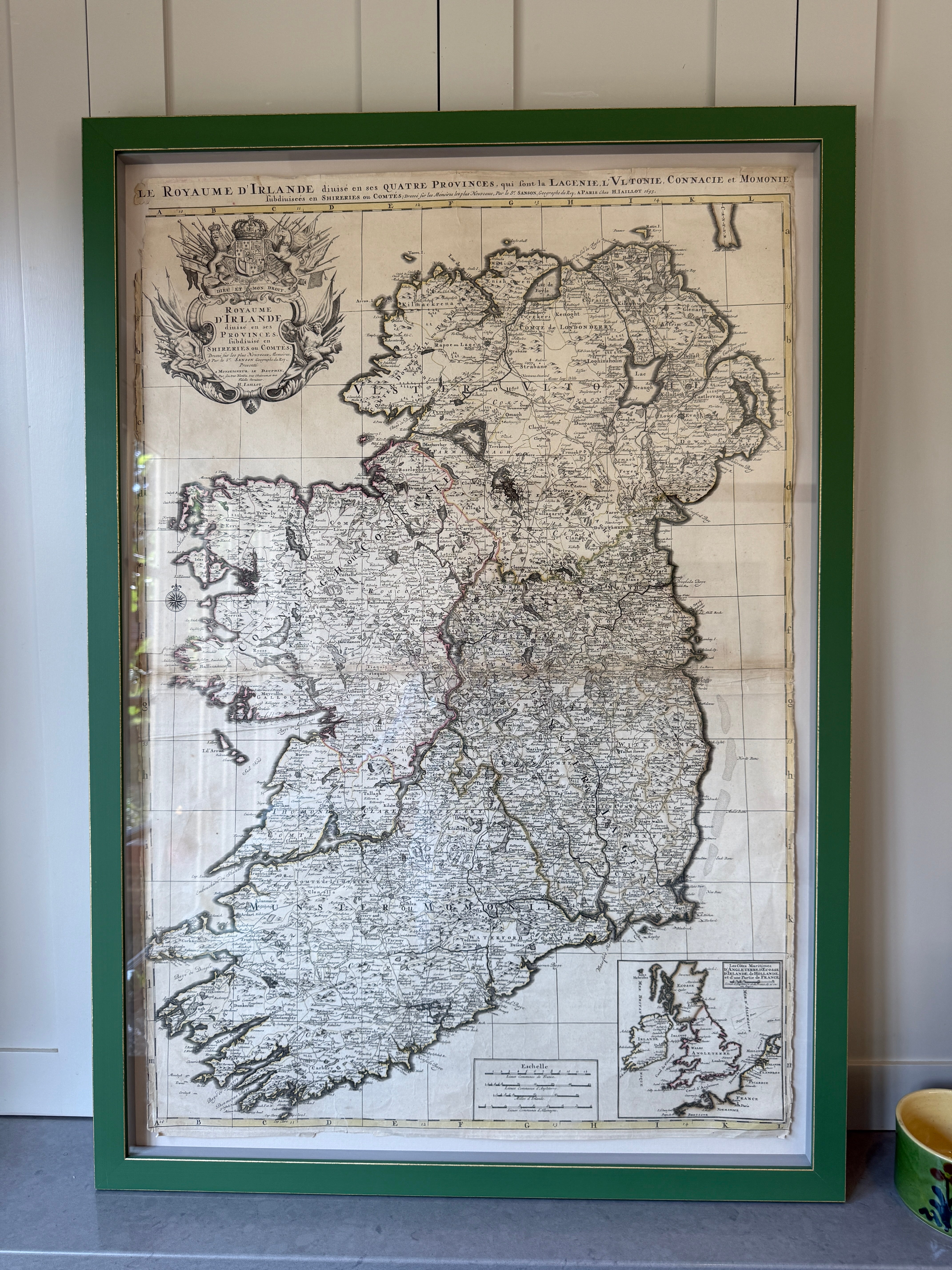 Beautifully Framed 1693 French Map of Ireland