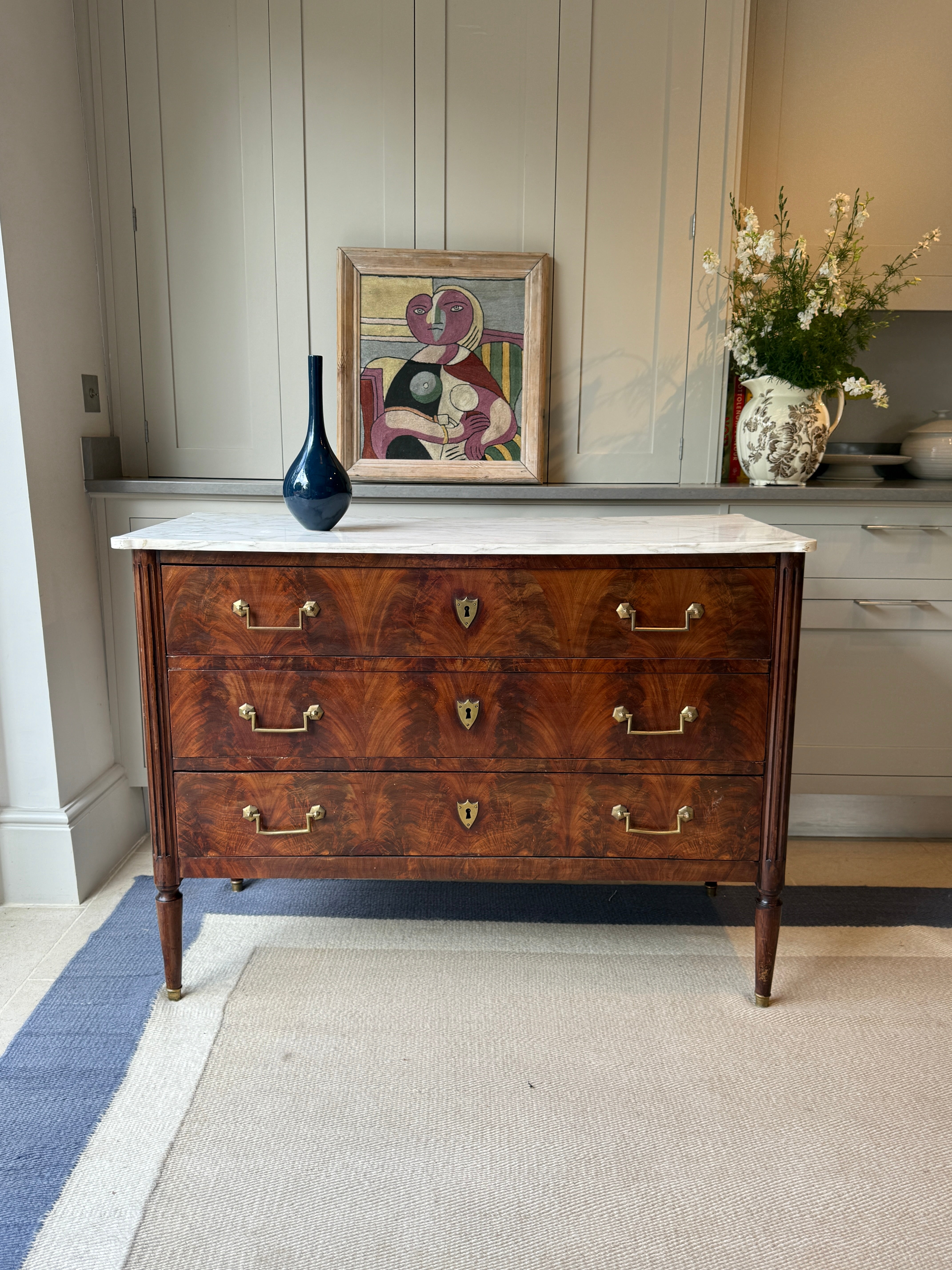 Louis XVI White Marble topped Commode