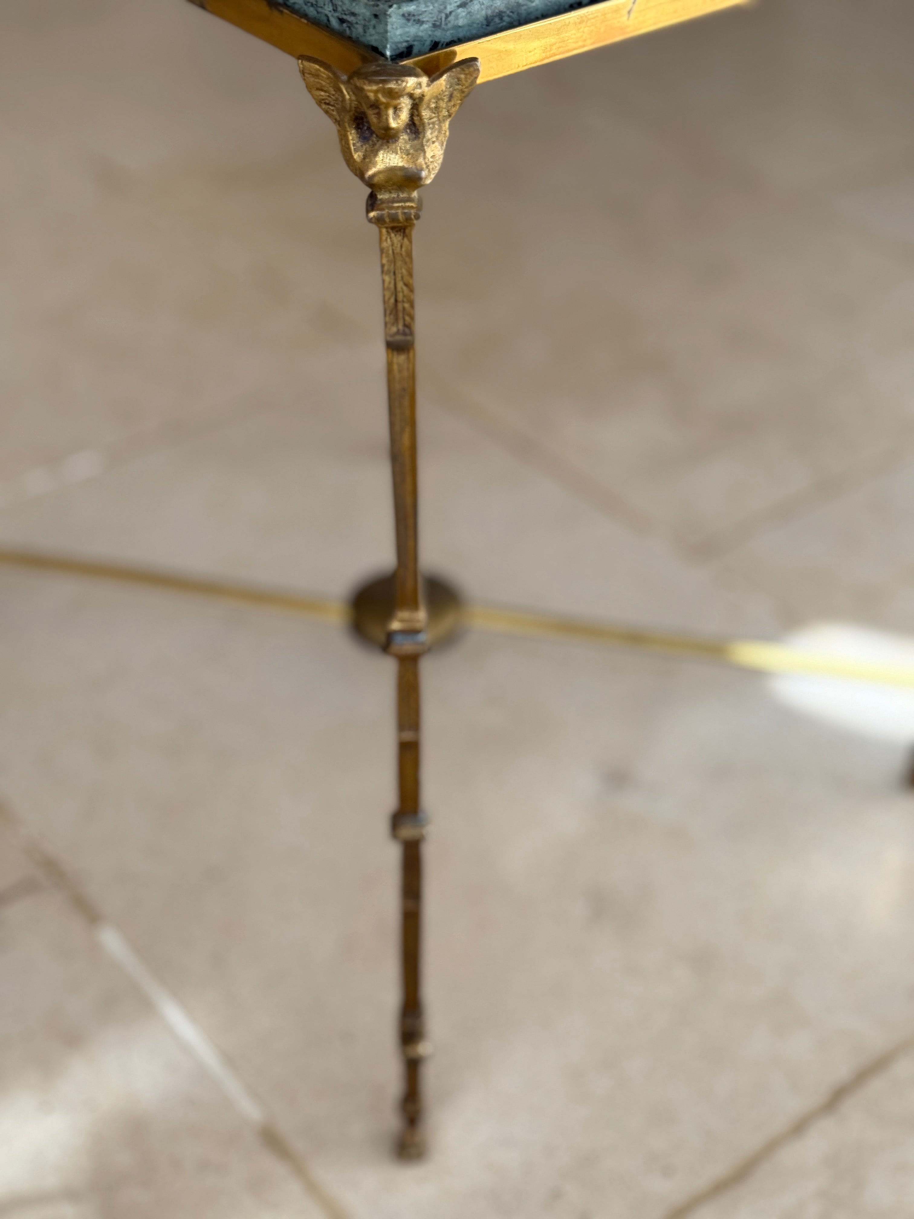 Green Marble and Brass End Table