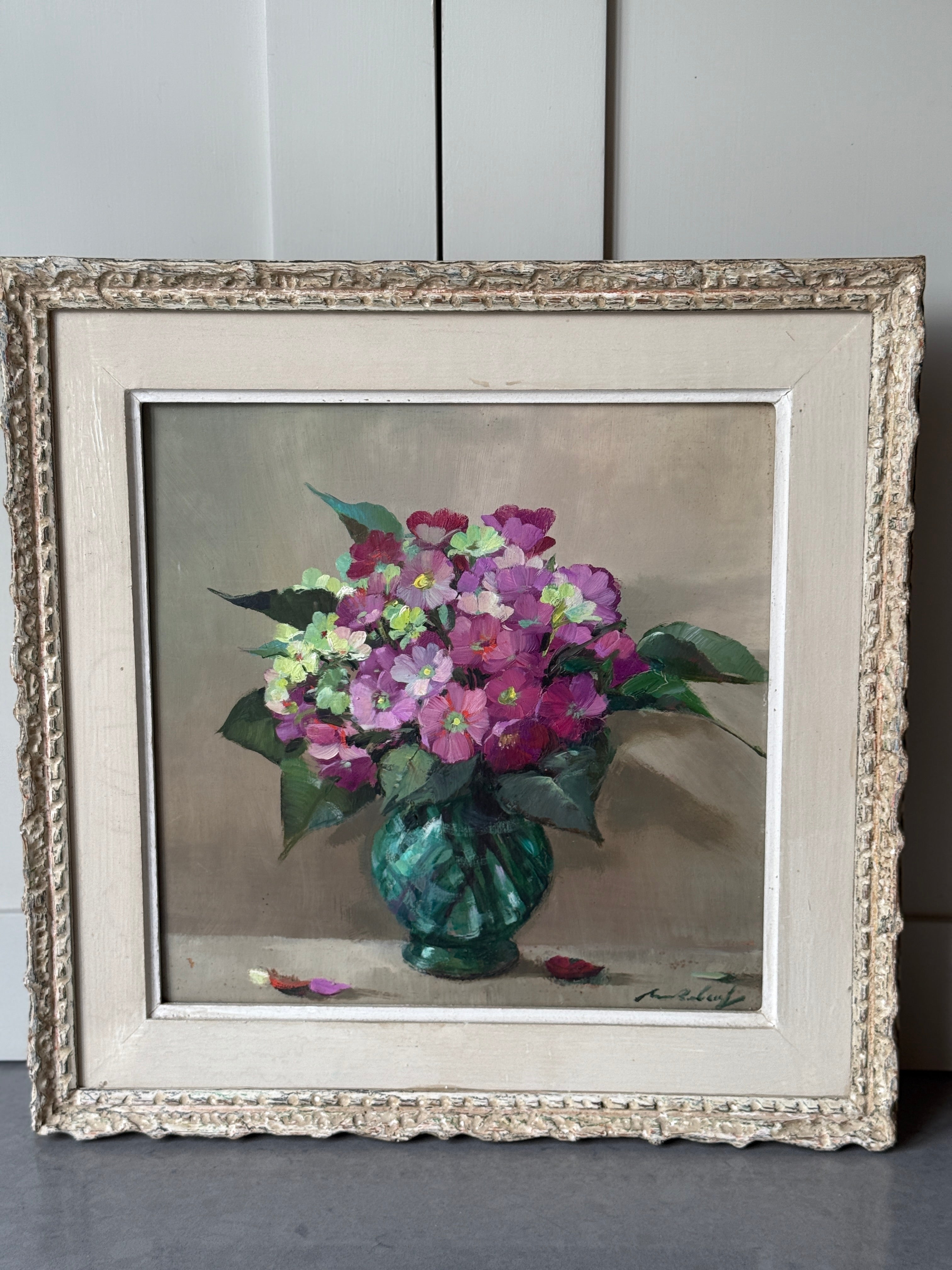 Small Framed French Oil on Board - Cosmos