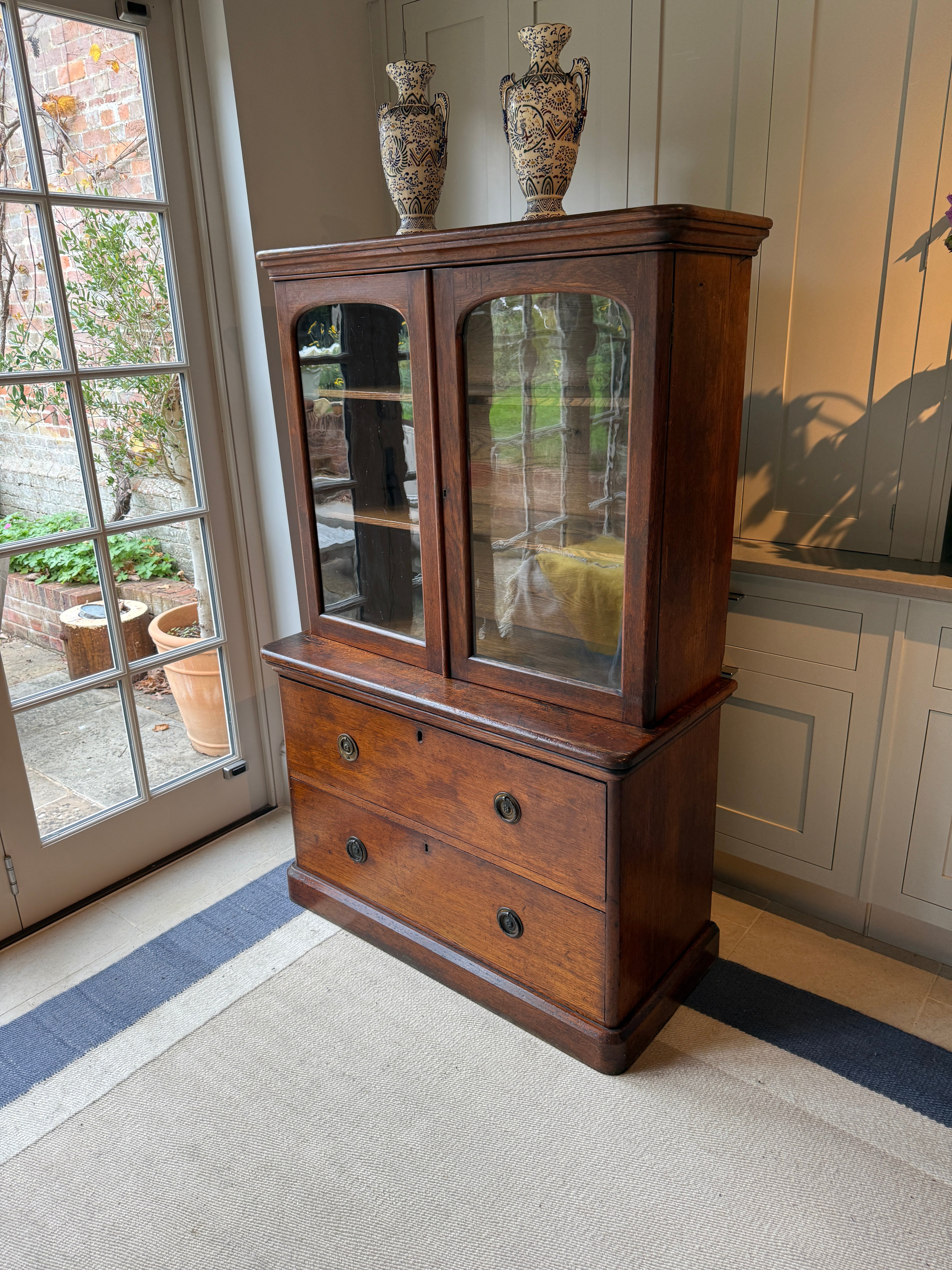 Late 19th Century Oak Dresser with Glazed cabinet