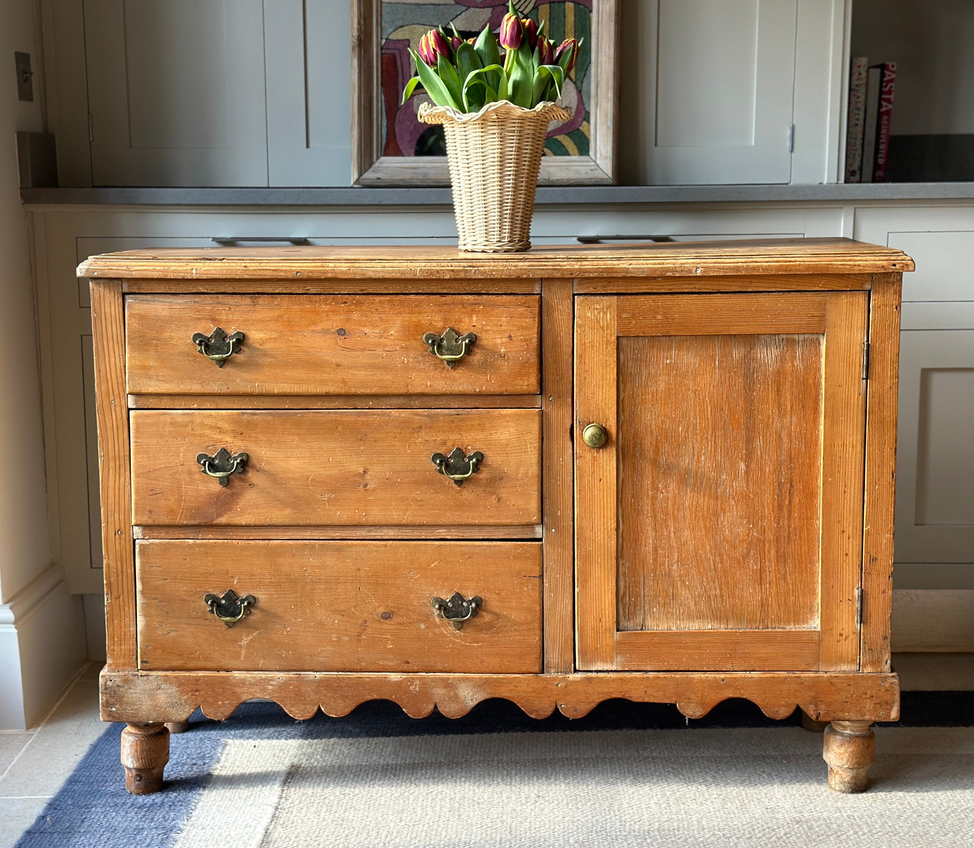 Small Antique Pine Dresser Base
