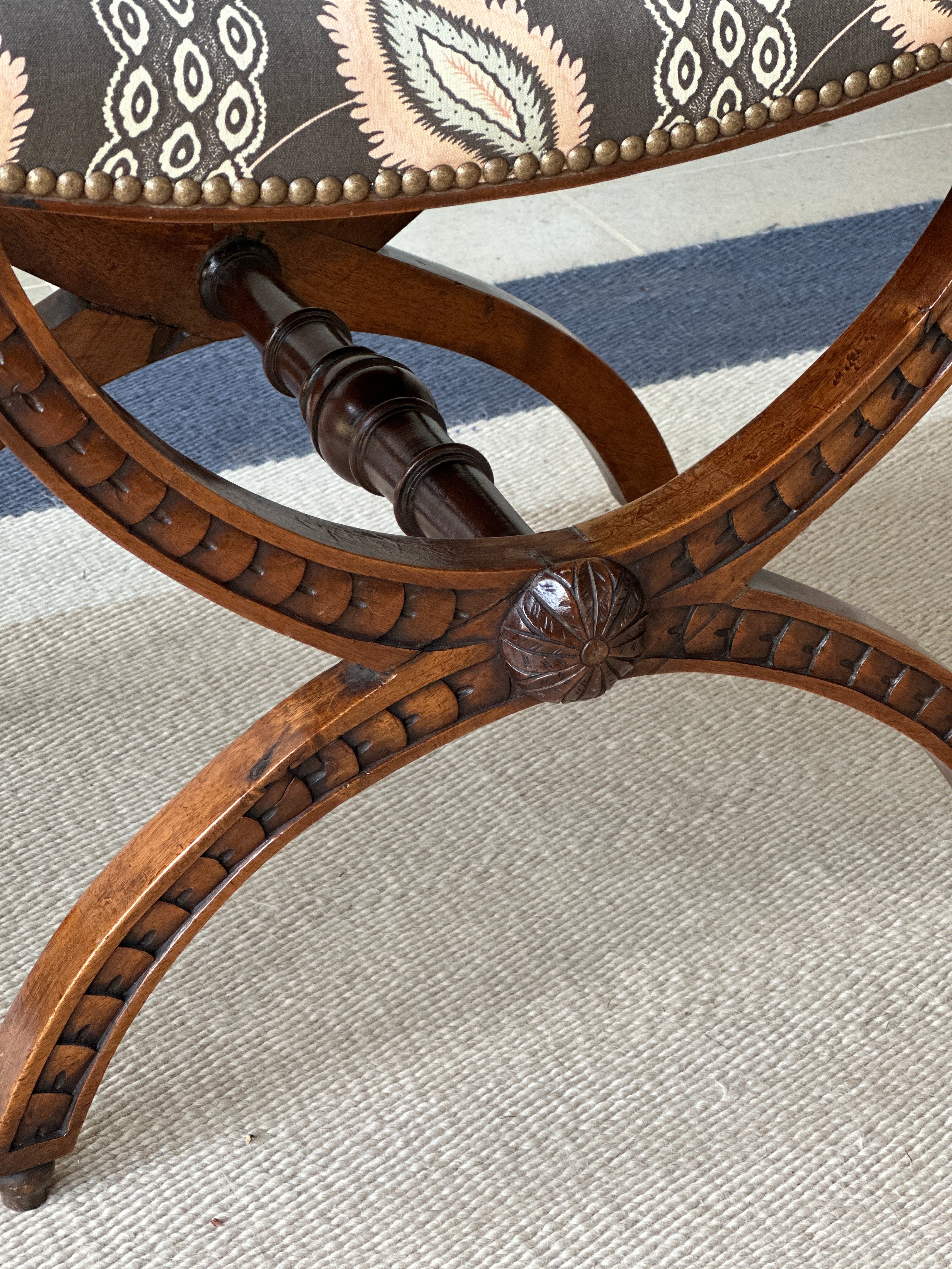 Pair of English X Frame Footstools in John Stefanidis Josephine